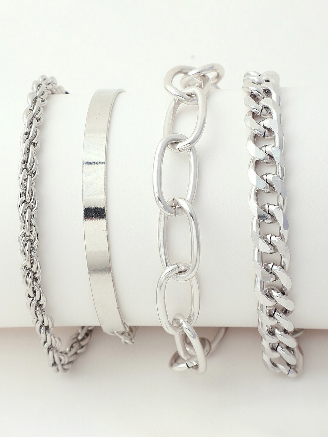 

SOHI Women 4 Silver-Toned Silver-Plated Link Bracelet