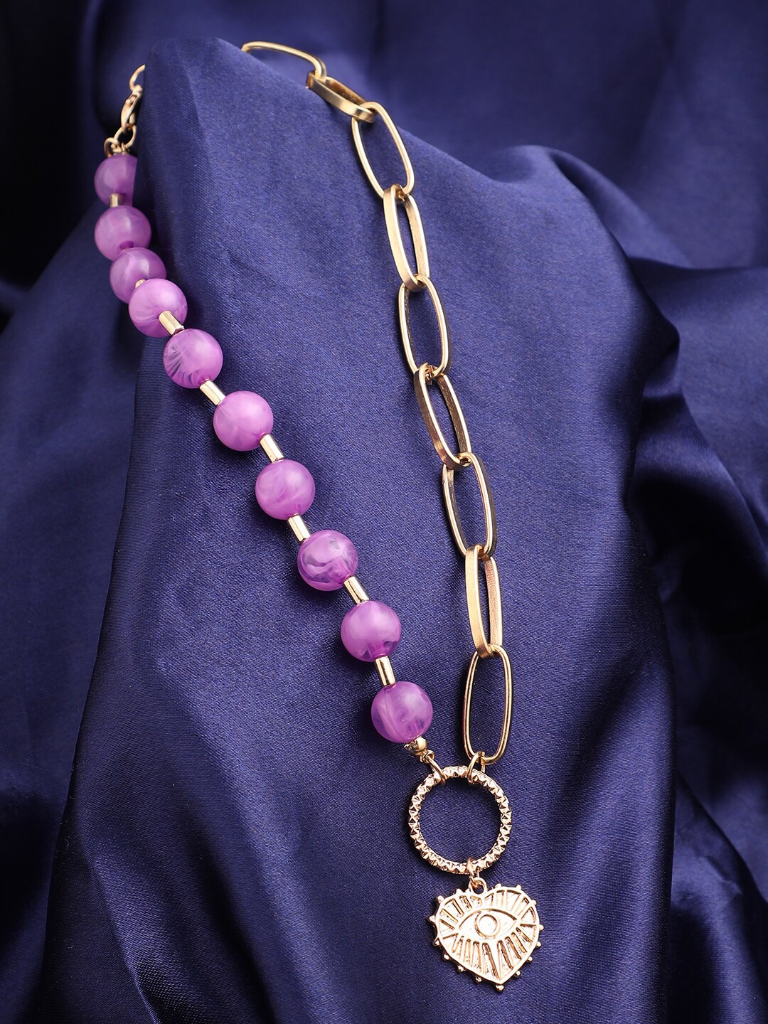 

SOHI Gold-Toned & Purple Gold-Plated Necklace