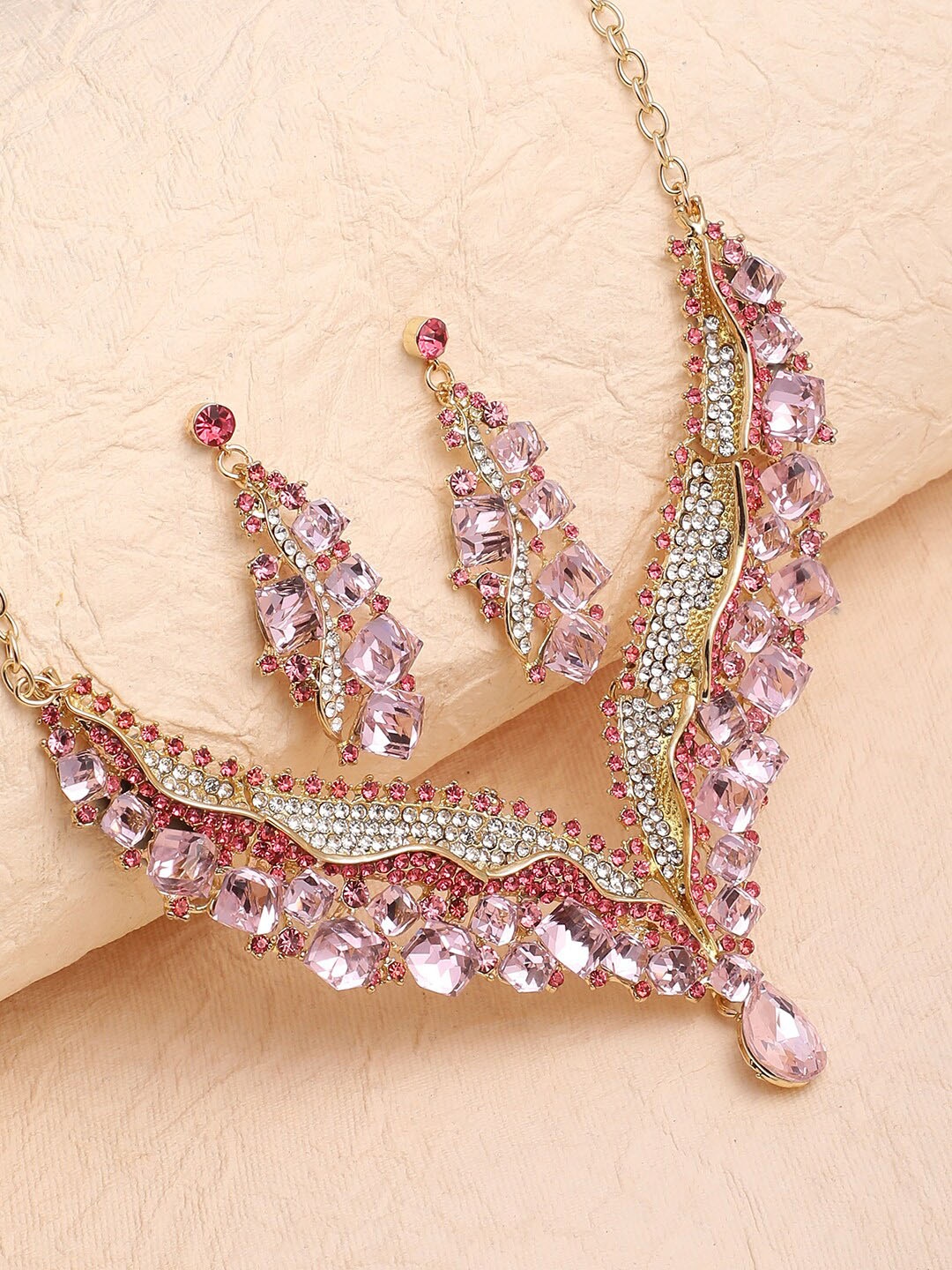 

SOHI Gold-Plated Stone-Studded Jewellery Set, Multi