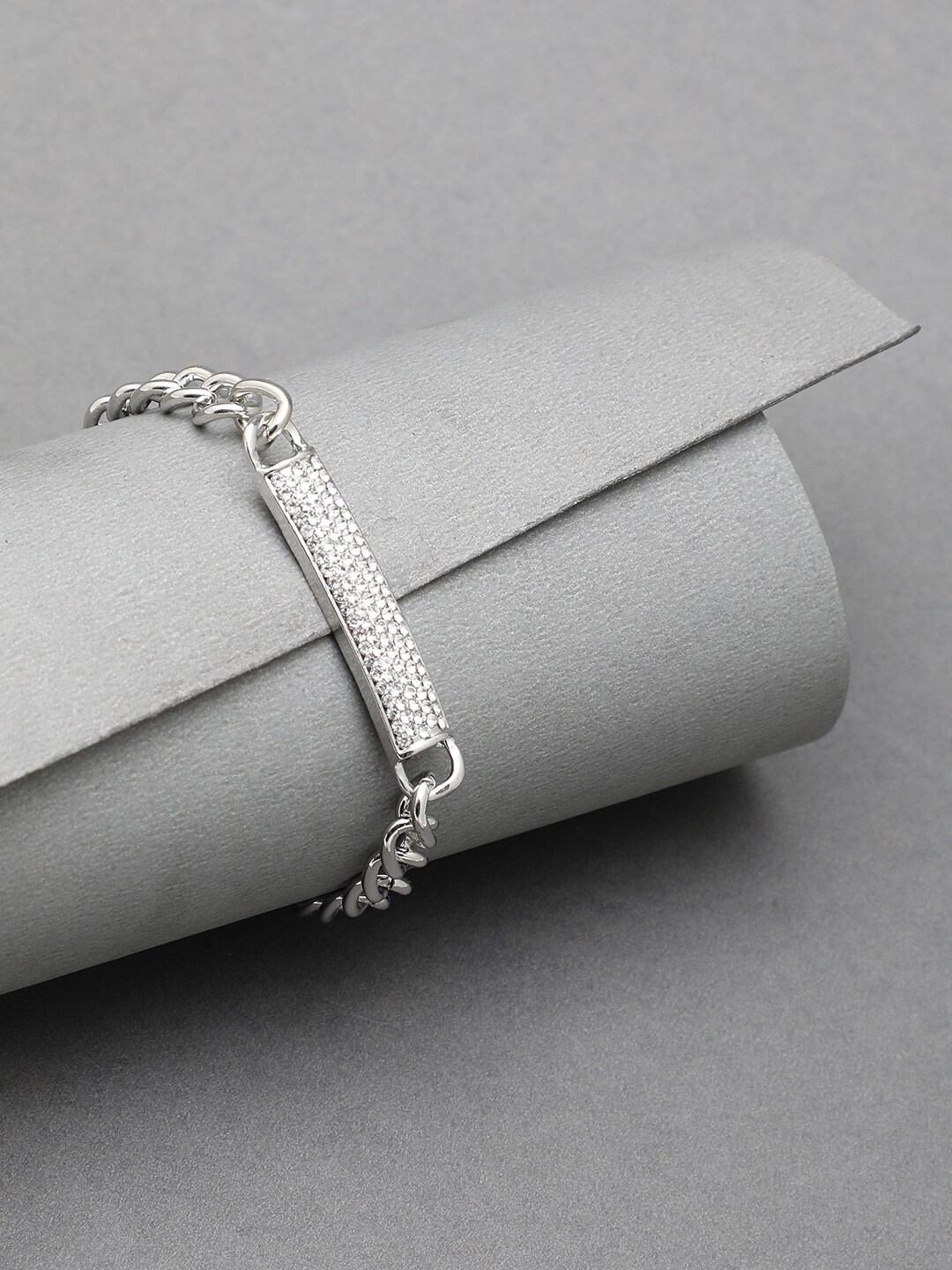 

SOHI Women Silver-Toned & White Link Bracelet