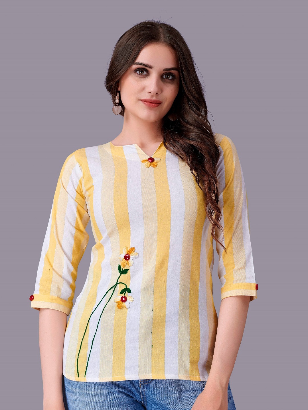 

Fashion FRICKS Yellow Striped Top