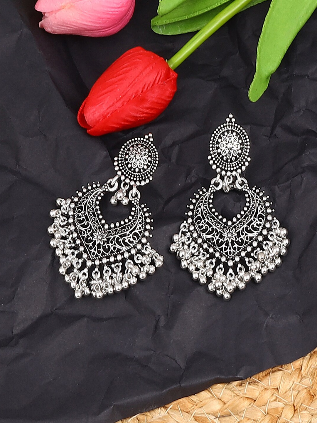 

Jewelz Silver-Plated Contemporary Drop Earrings