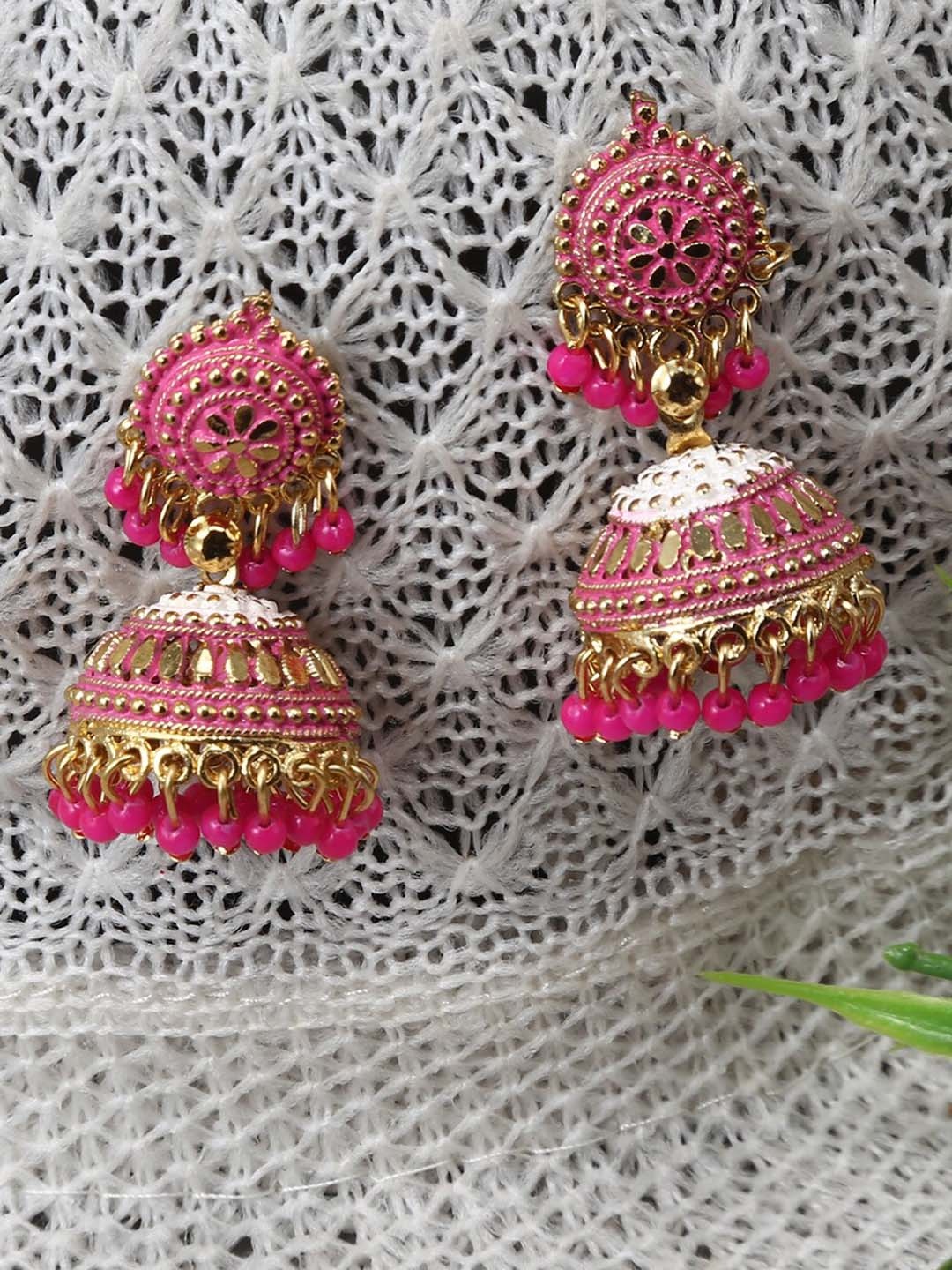 

Jewelz Pink Contemporary Jhumkas Earrings