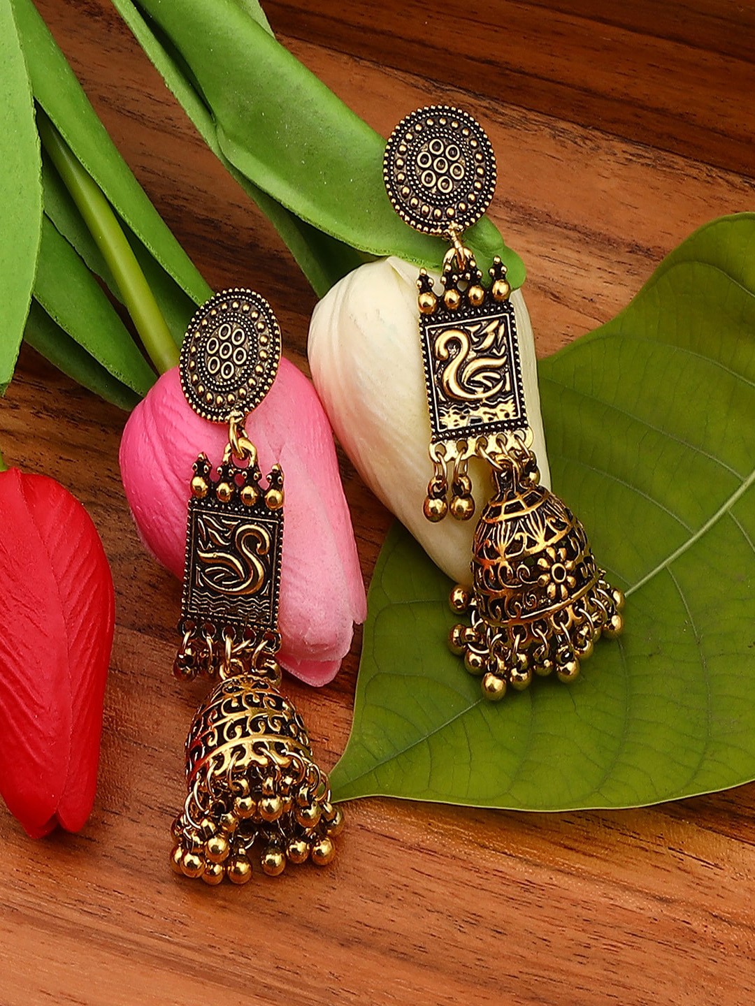

Jewelz Gold-Toned Contemporary Jhumkas Earrings