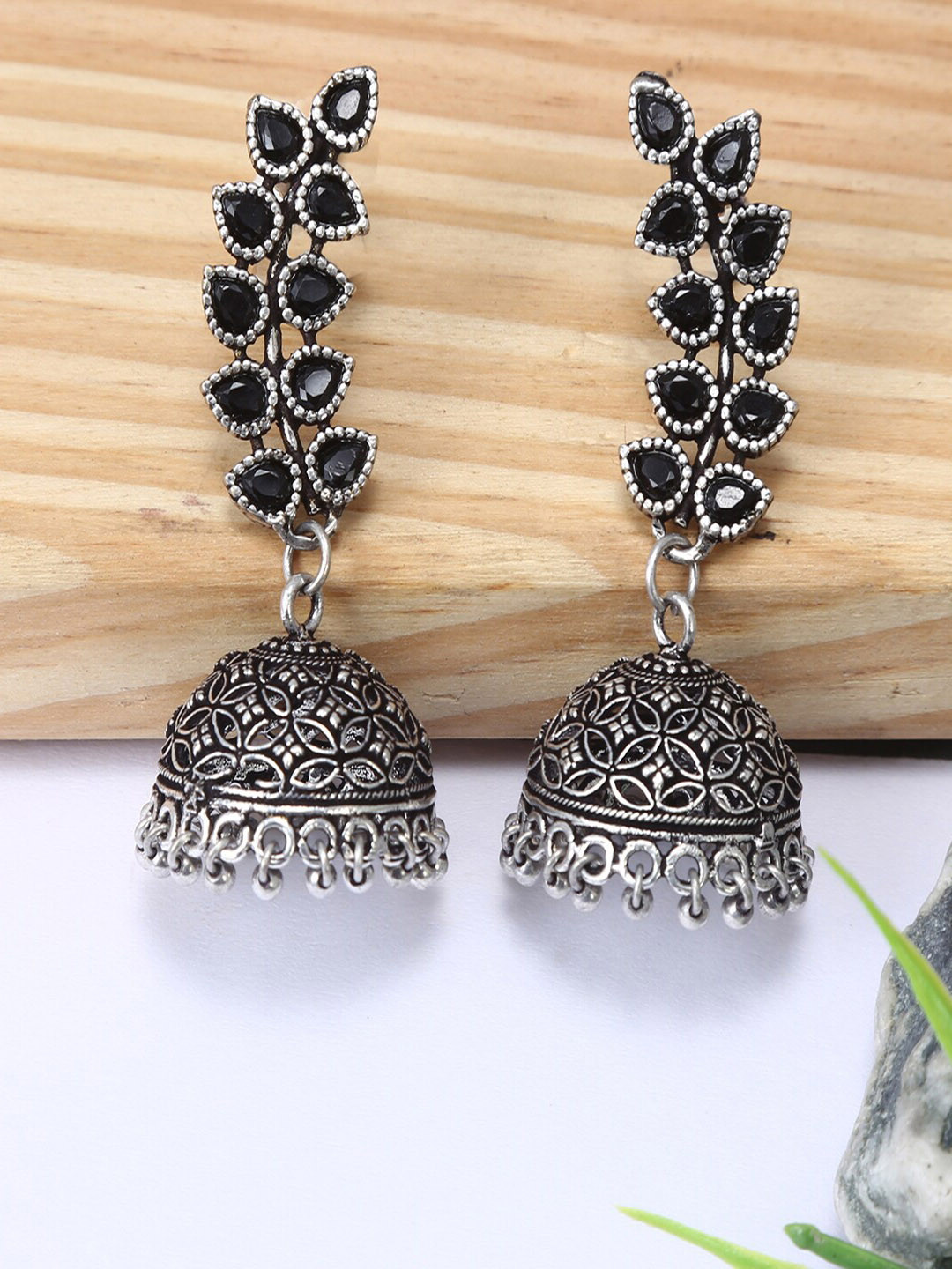 

Jewelz Women Black Contemporary Jhumkas Earrings