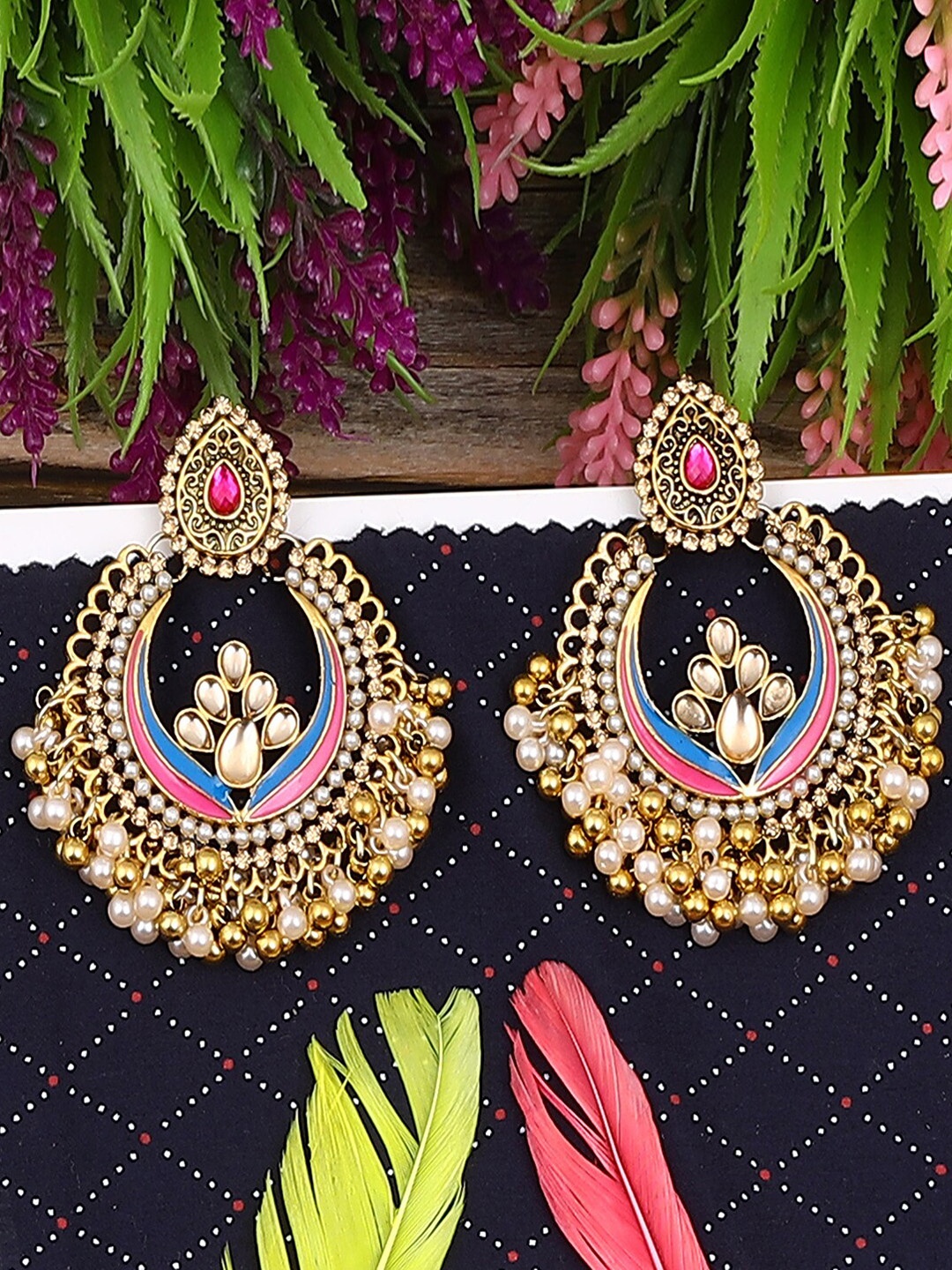 

Jewelz Women Gold-Toned Contemporary Chandbalis Earrings