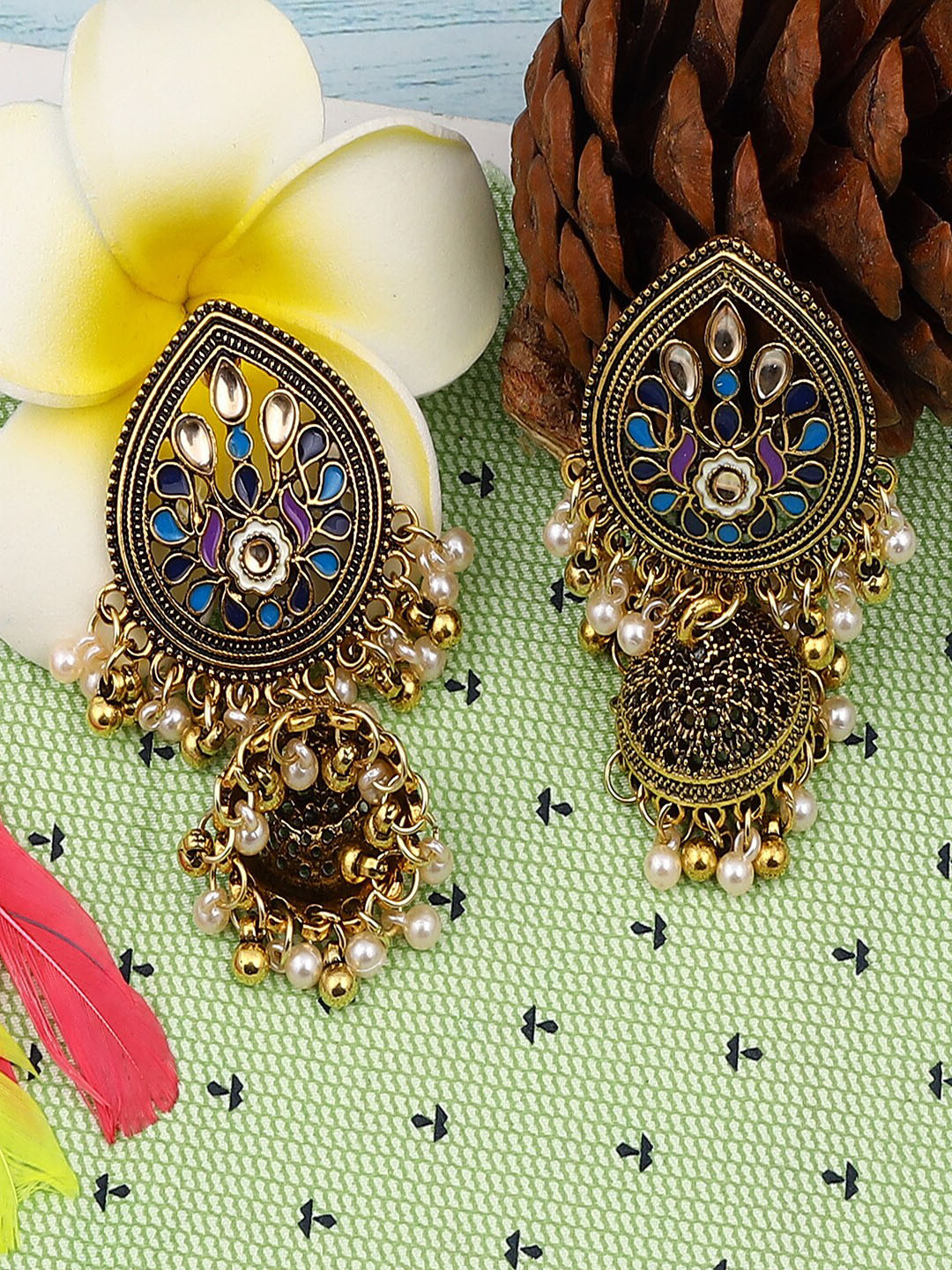 

Jewelz Gold-Toned Contemporary Jhumkas Earrings