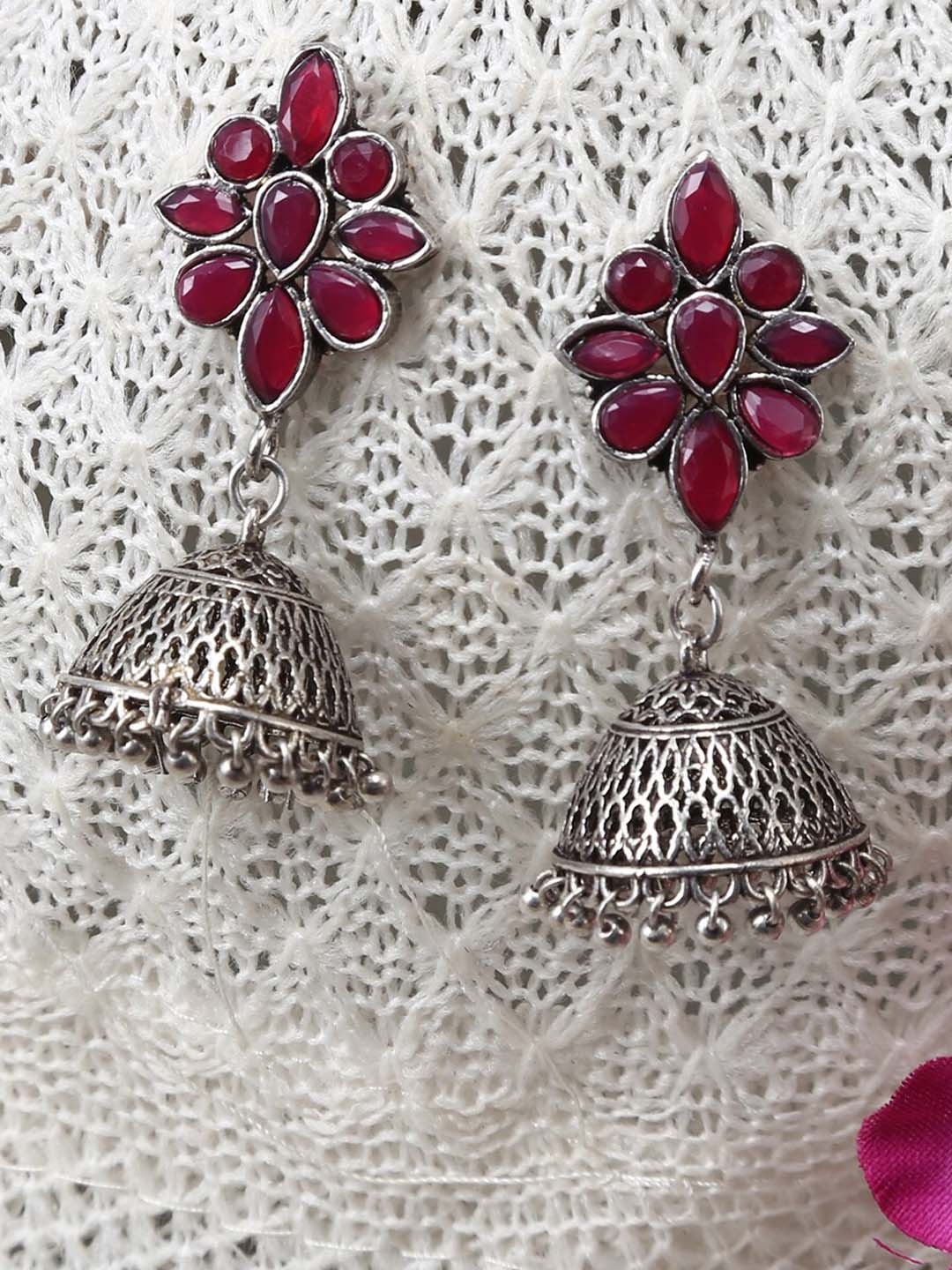 

Jewelz Women Maroon Contemporary Jhumkas Earrings