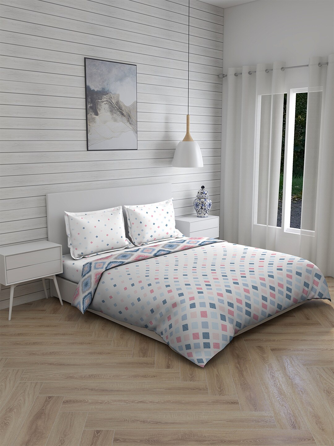 

Boutique Living India Blue Printed Cotton Double King Bedding Set