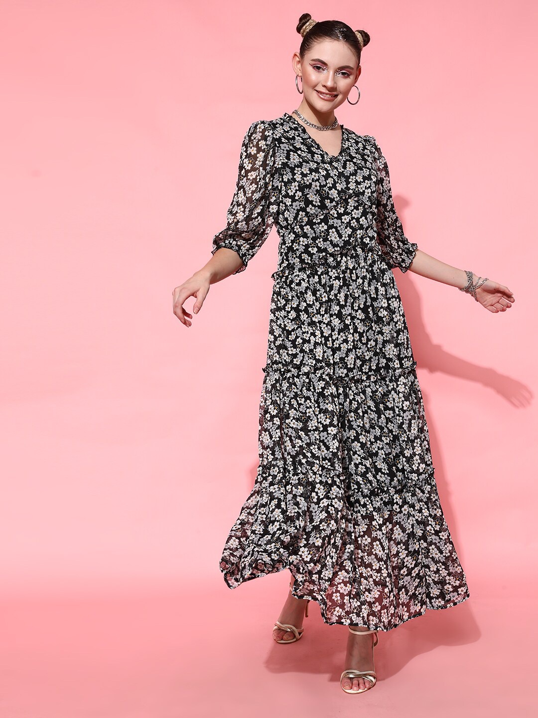 

STREET 9 Women Black Floral Dress