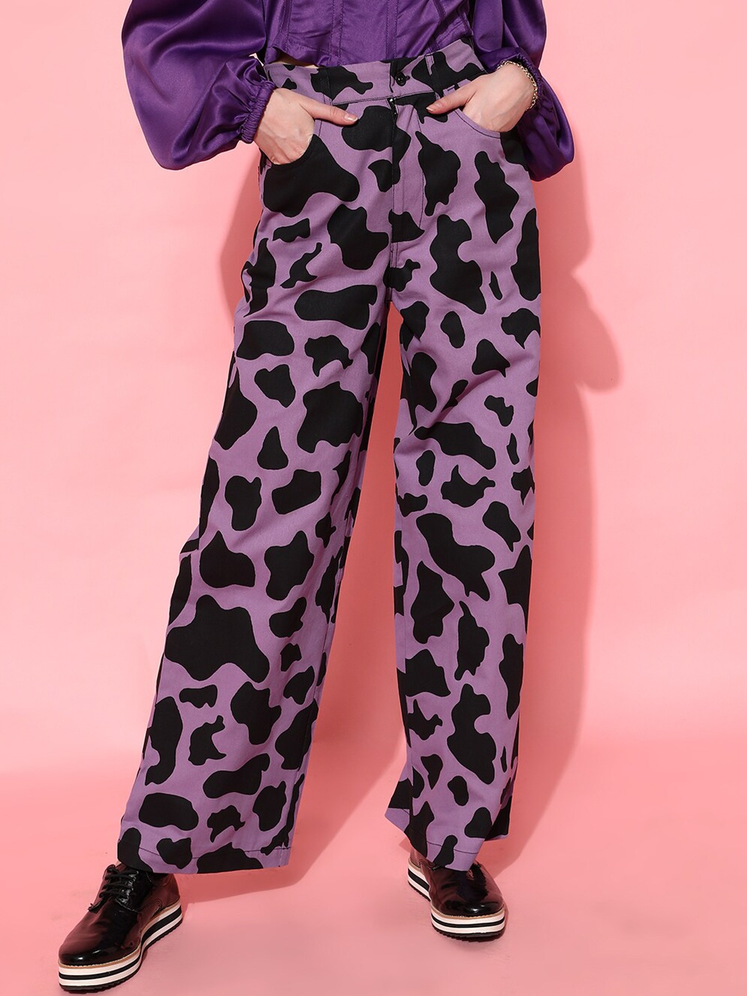 

STREET 9 Women Lavender Animal Printed Trousers