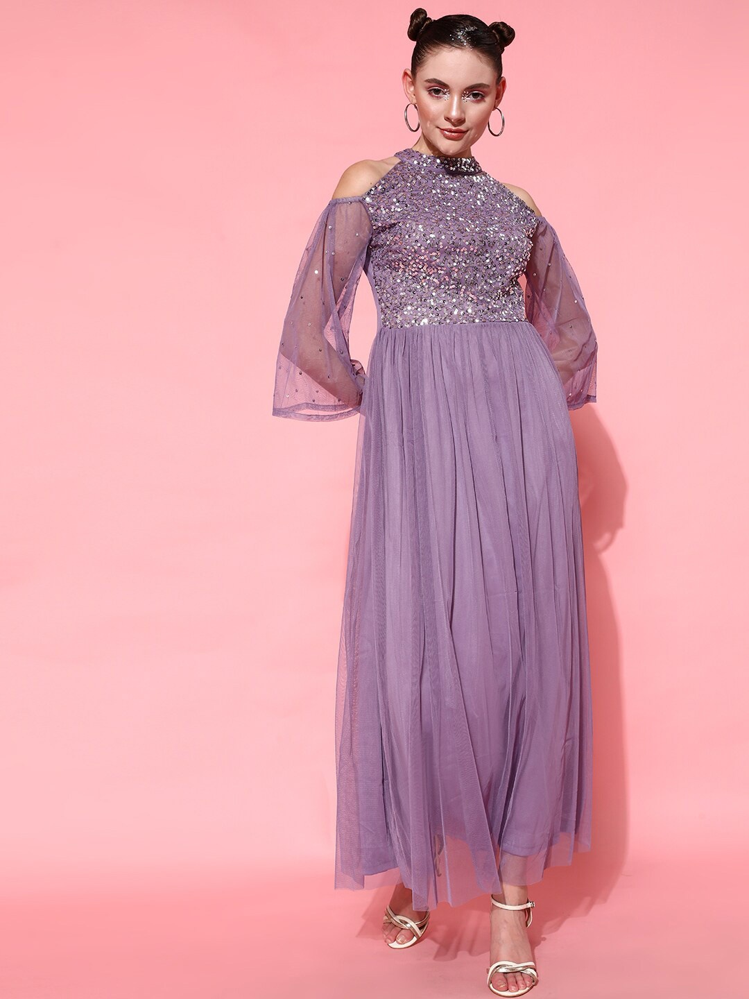 

STREET 9 Women Elegant Lavender Solid Dress