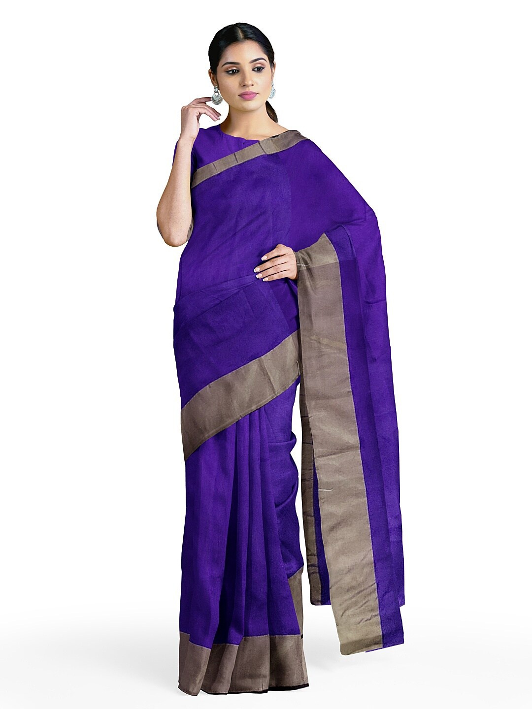 

Florence Purple & Gold-Toned Silk Cotton Sungudi Saree