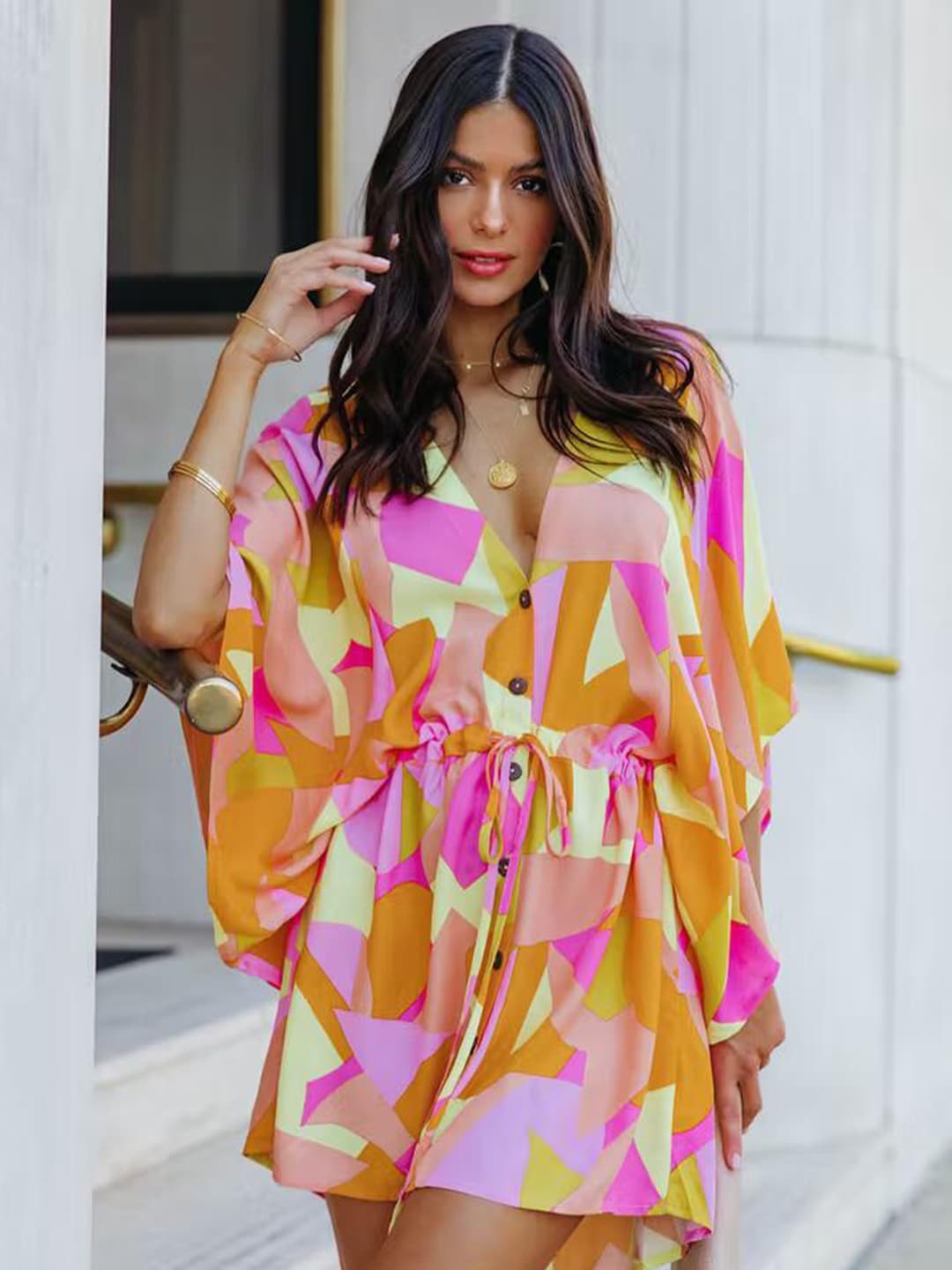 

BoStreet Yellow & Pink Kaftan Dress