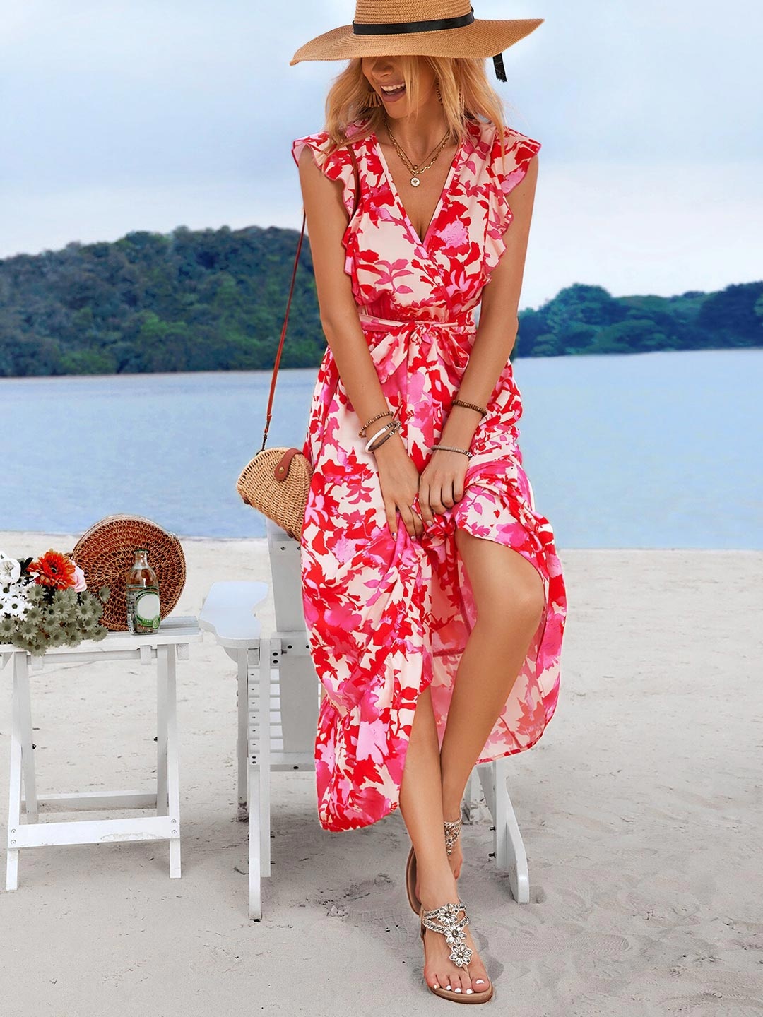 

StyleCast Red Floral Midi Dress