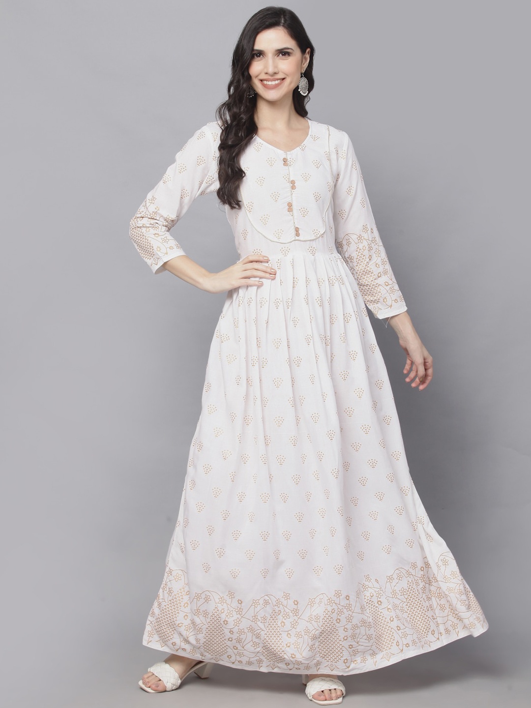 

SURHI Women White Ethnic Motifs Printed Anarkali Kurta