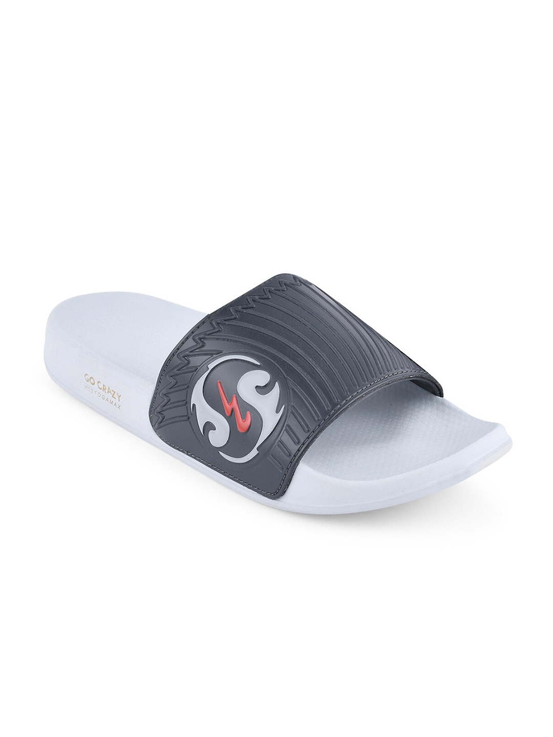 

Campus Men Grey & Black Printed Sliders