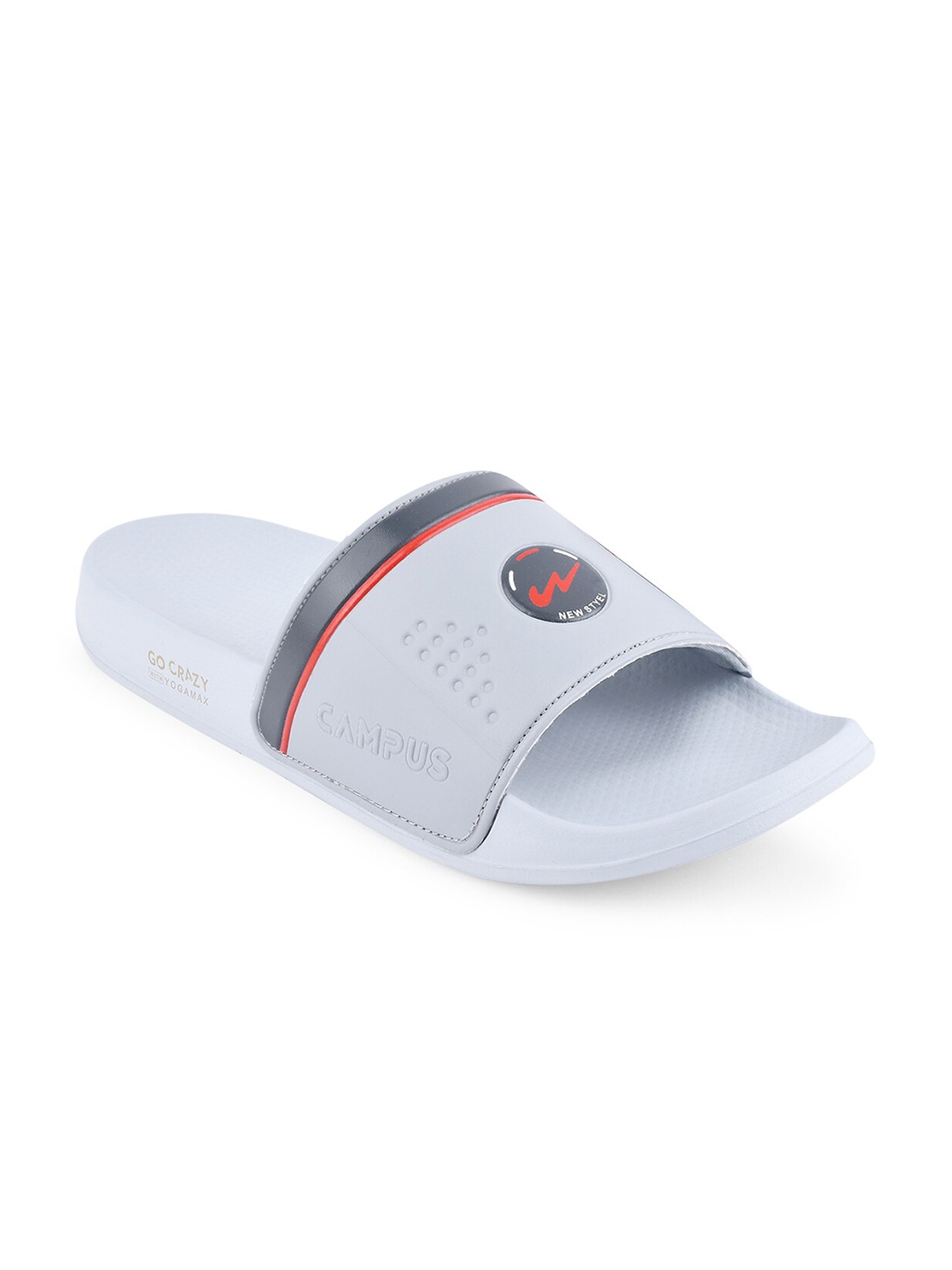 

Campus Men Grey & Red Printed Sliders