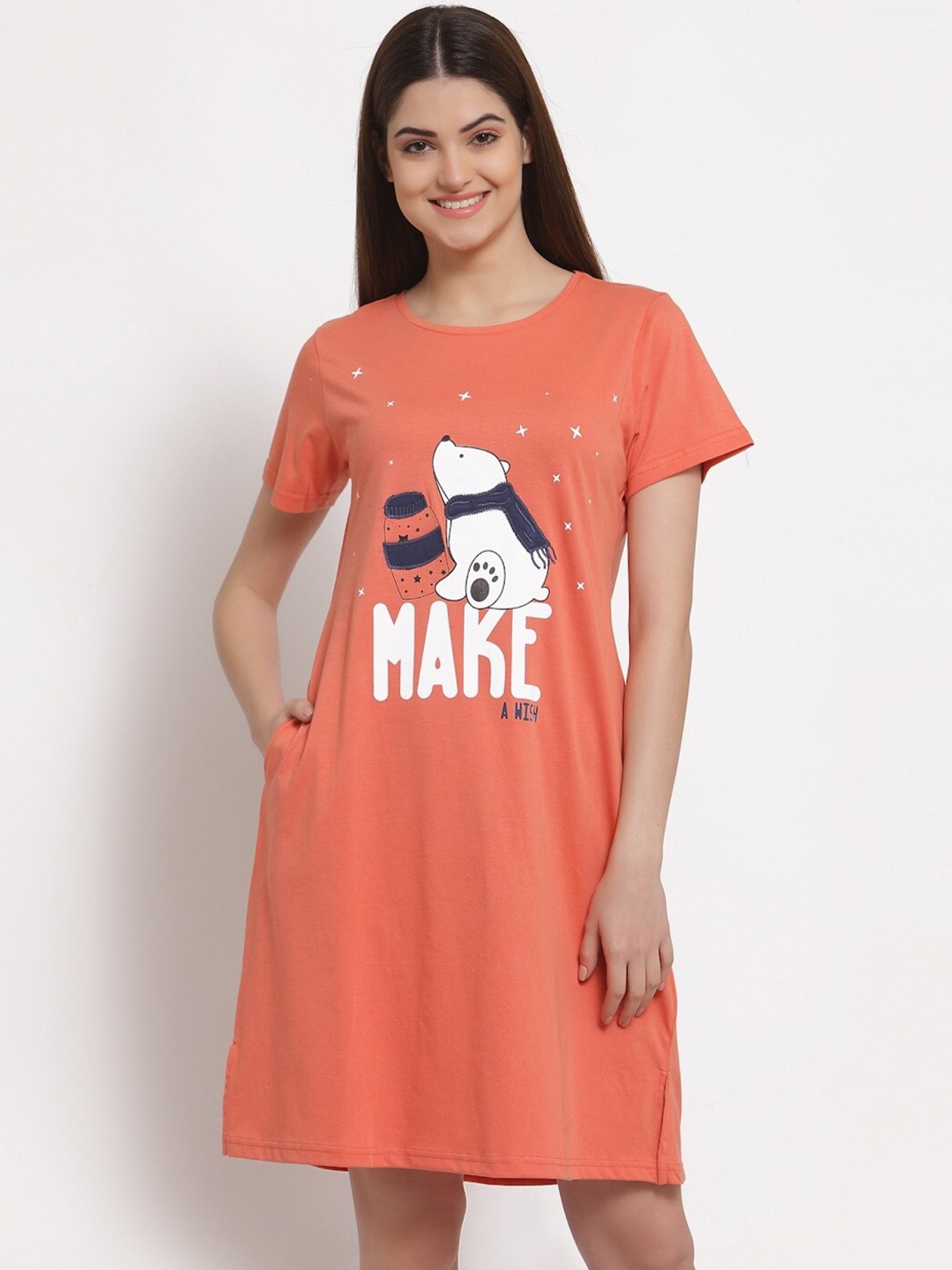 

Sweet Dreams Coral Printed Pure Cotton Nightdress