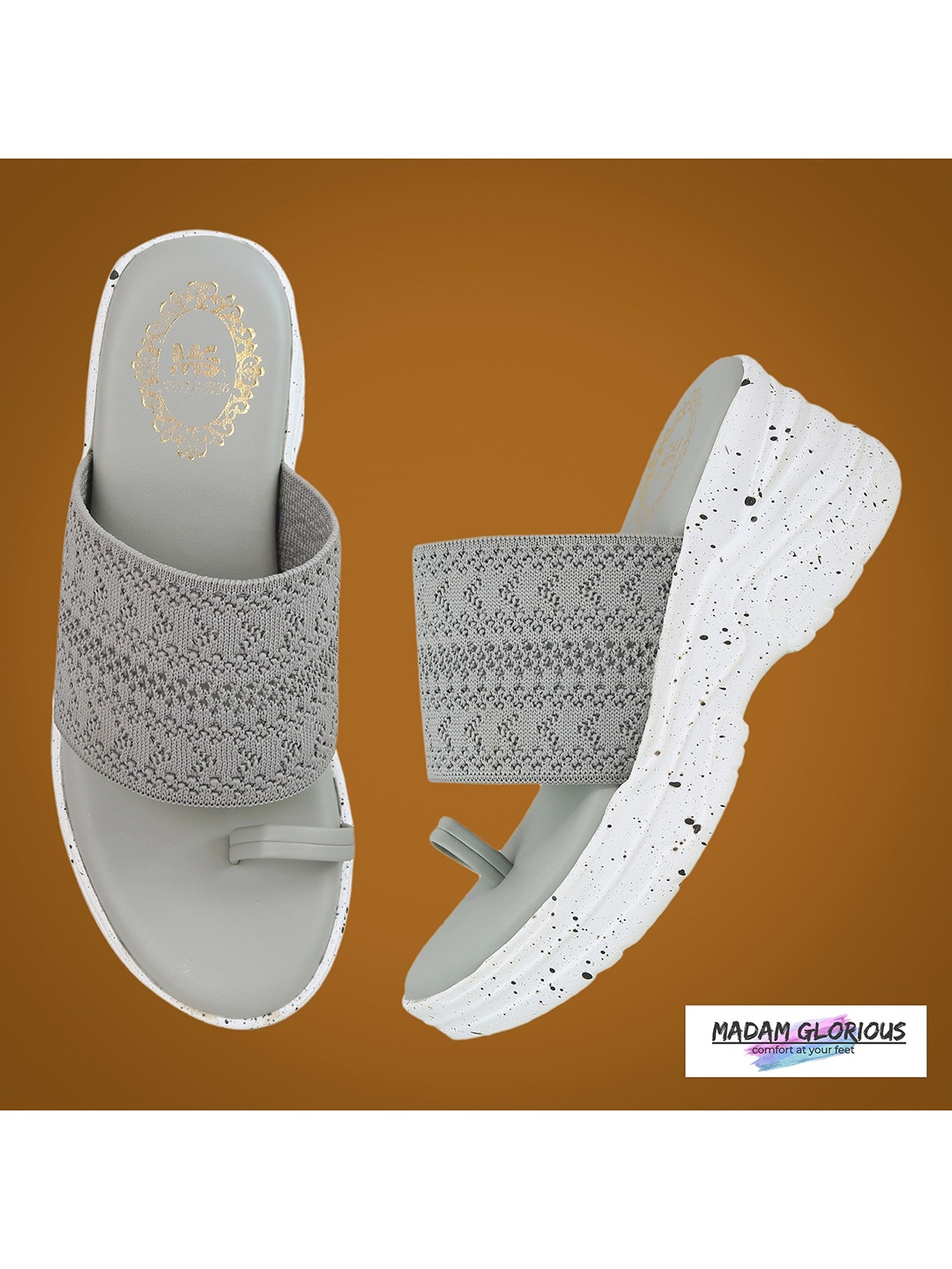 

Madam glorious Women Grey Wedge Sandals