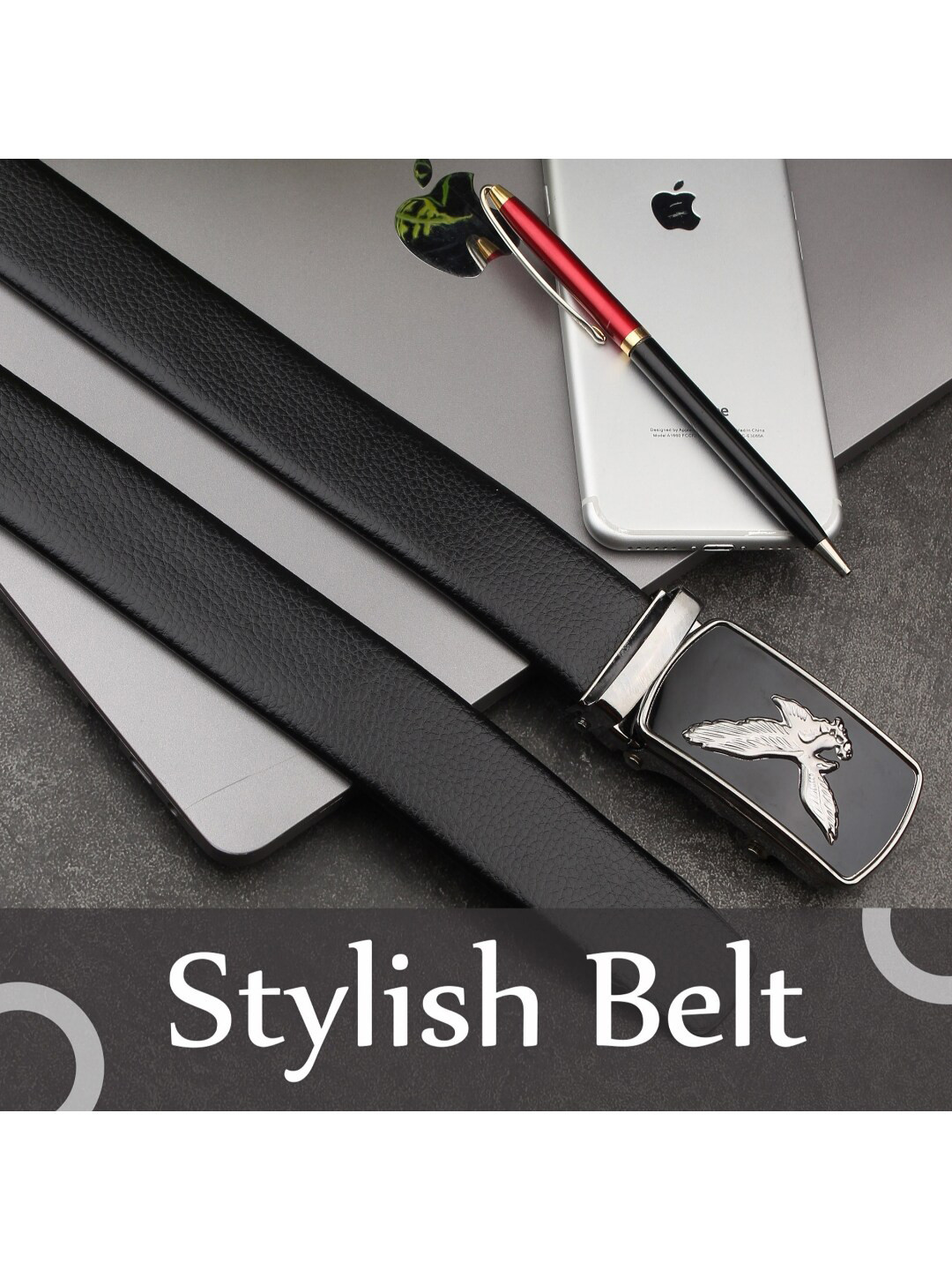

Elite Crafts Men Black Solid Formal Belt