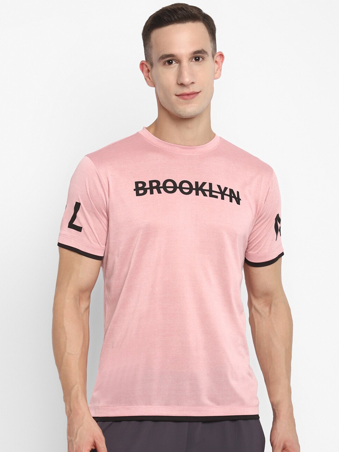 

OFF LIMITS Men Pink Typography Printed Applique T-shirt