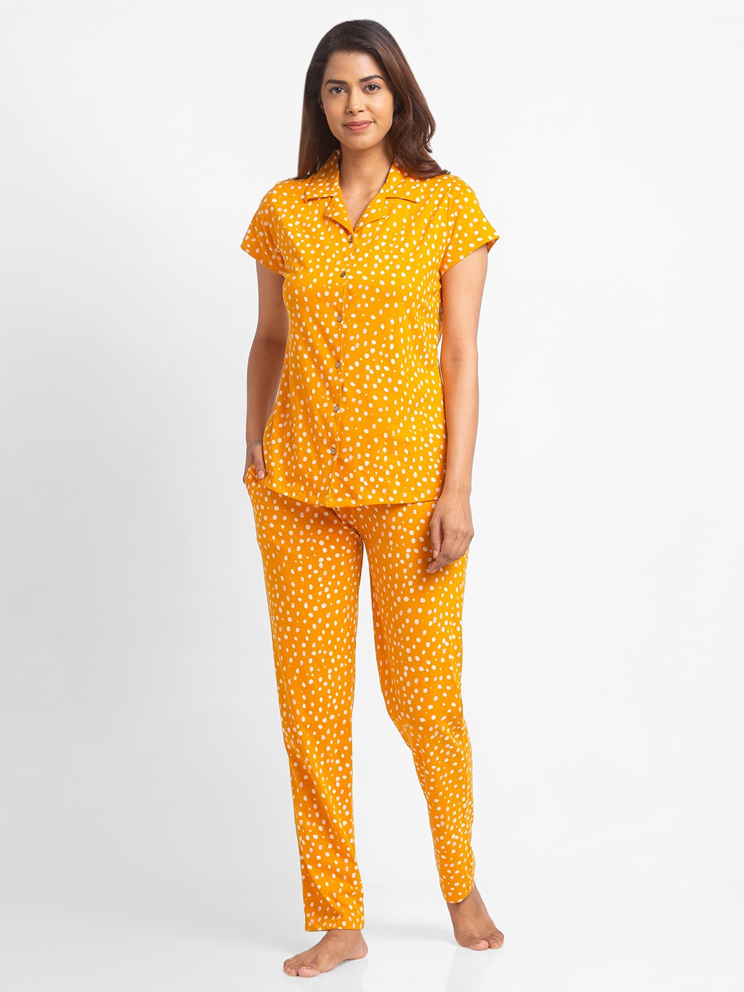 

Juliet Women Yellow & Brown Printed Night suit