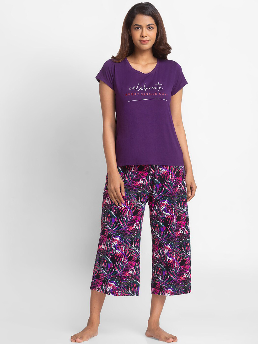 

Juliet Women Purple & Pink Printed Night suit