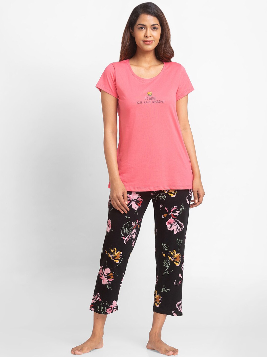 

Juliet Women Pink & Black Pure Cotton Night suit