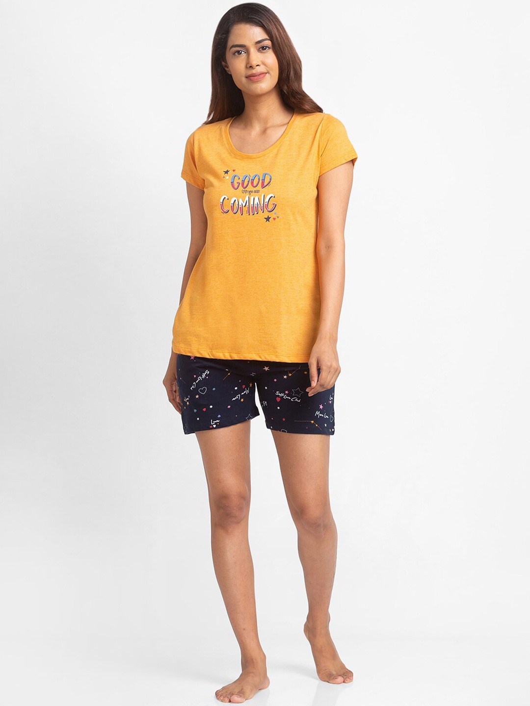 

Juliet Women Yellow & Black Printed Night suit