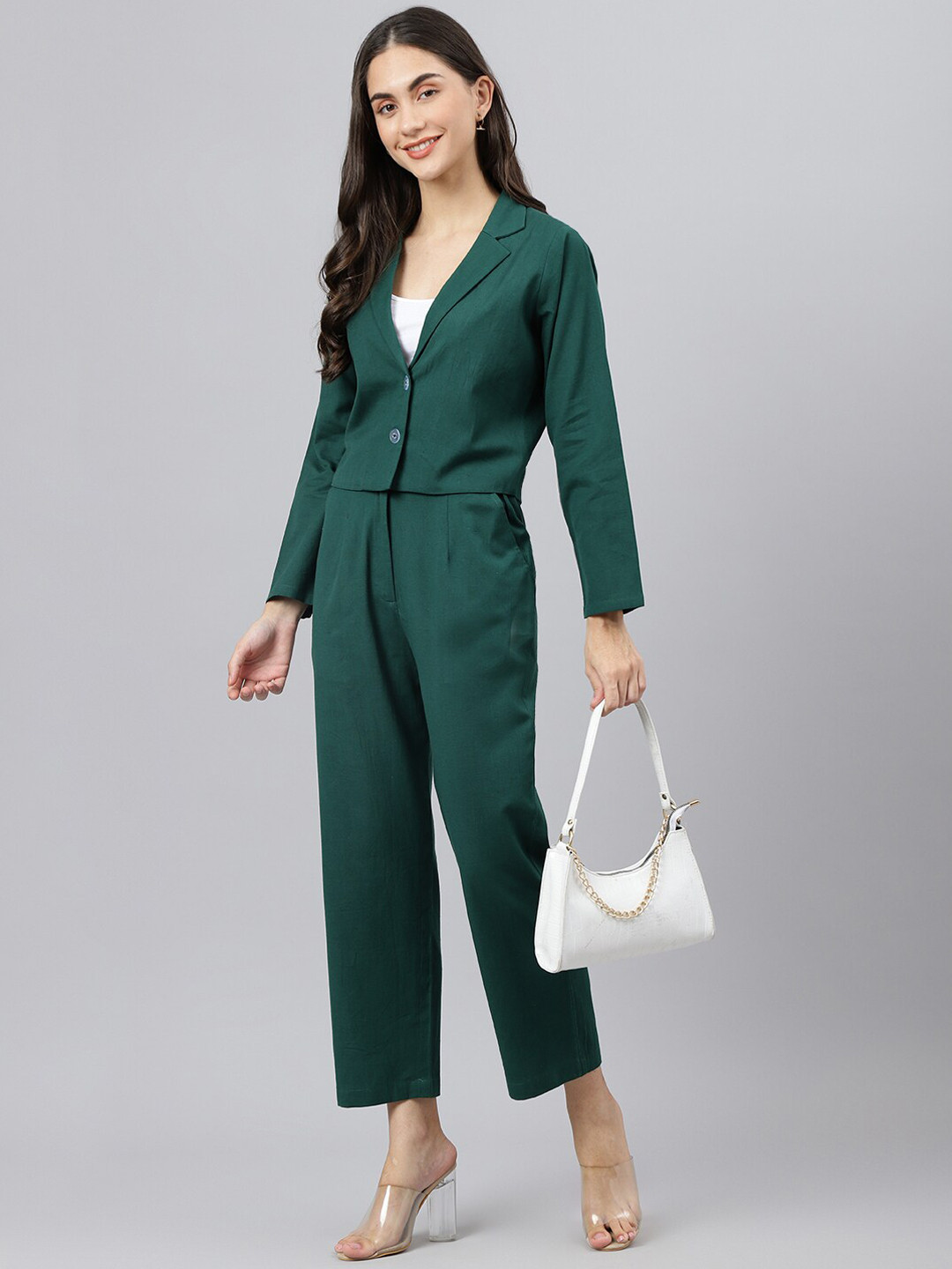 

DEEBACO Women Green Solid Pure Cotton Co-Ords
