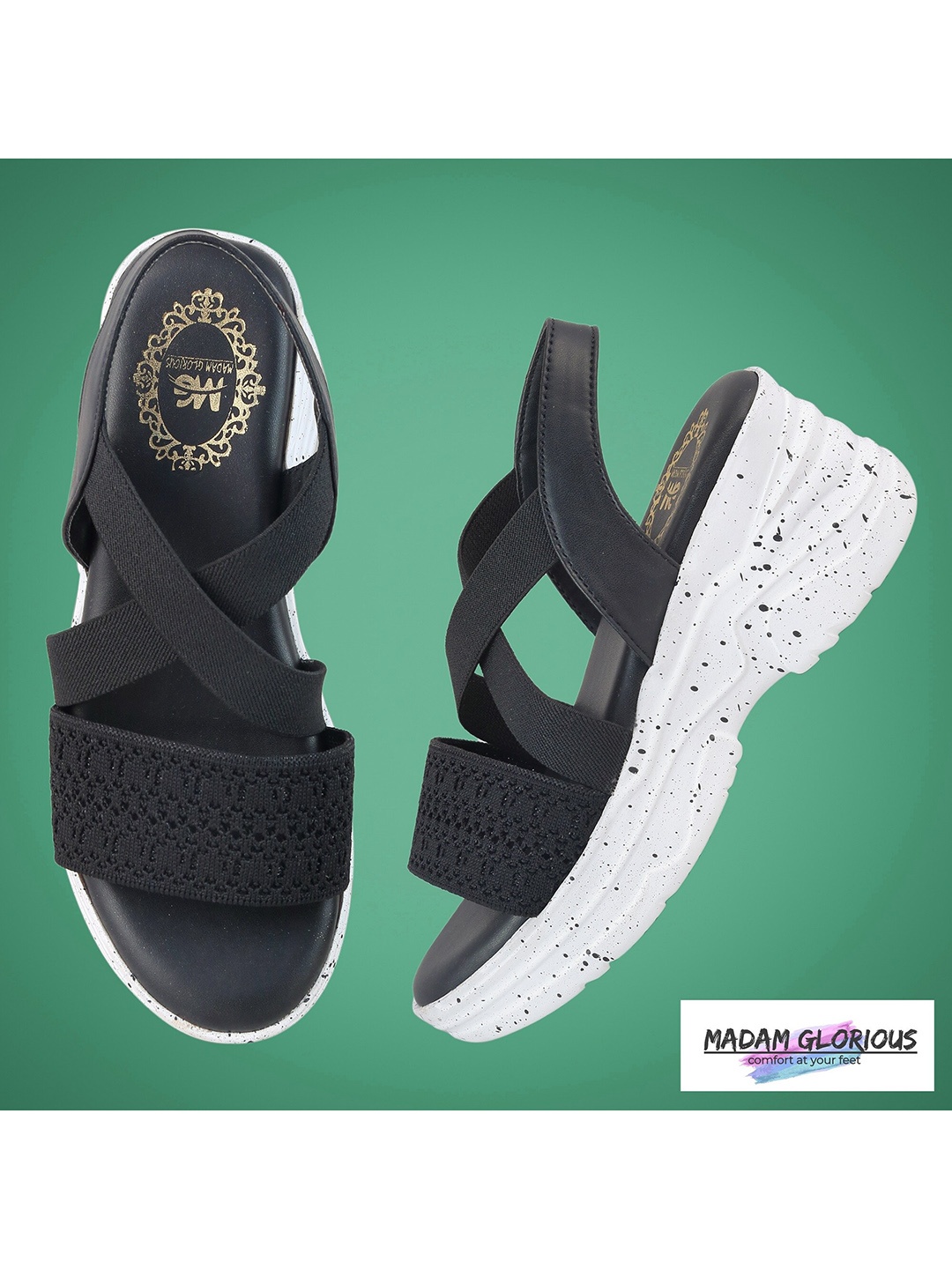 

madam glorious Women Black Platform Sandals