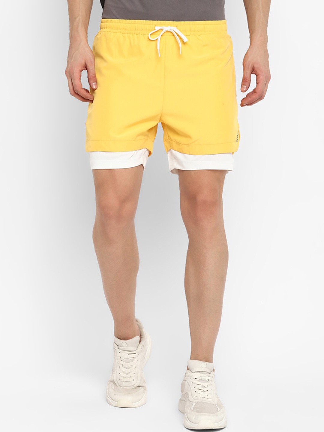 

OFF LIMITS Men Yellow Slim Fit Sports Shorts with Antimicrobial Technology