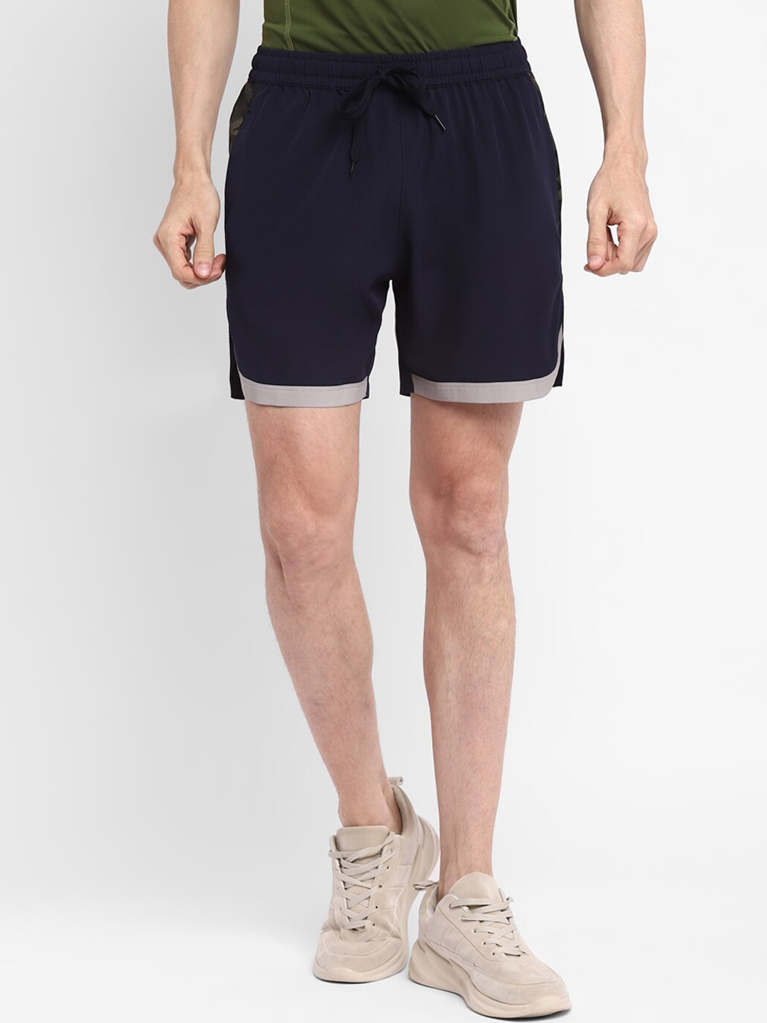 

Yuuki Men Navy Blue Slim Fit Sports Shorts with Antimicrobial Technology