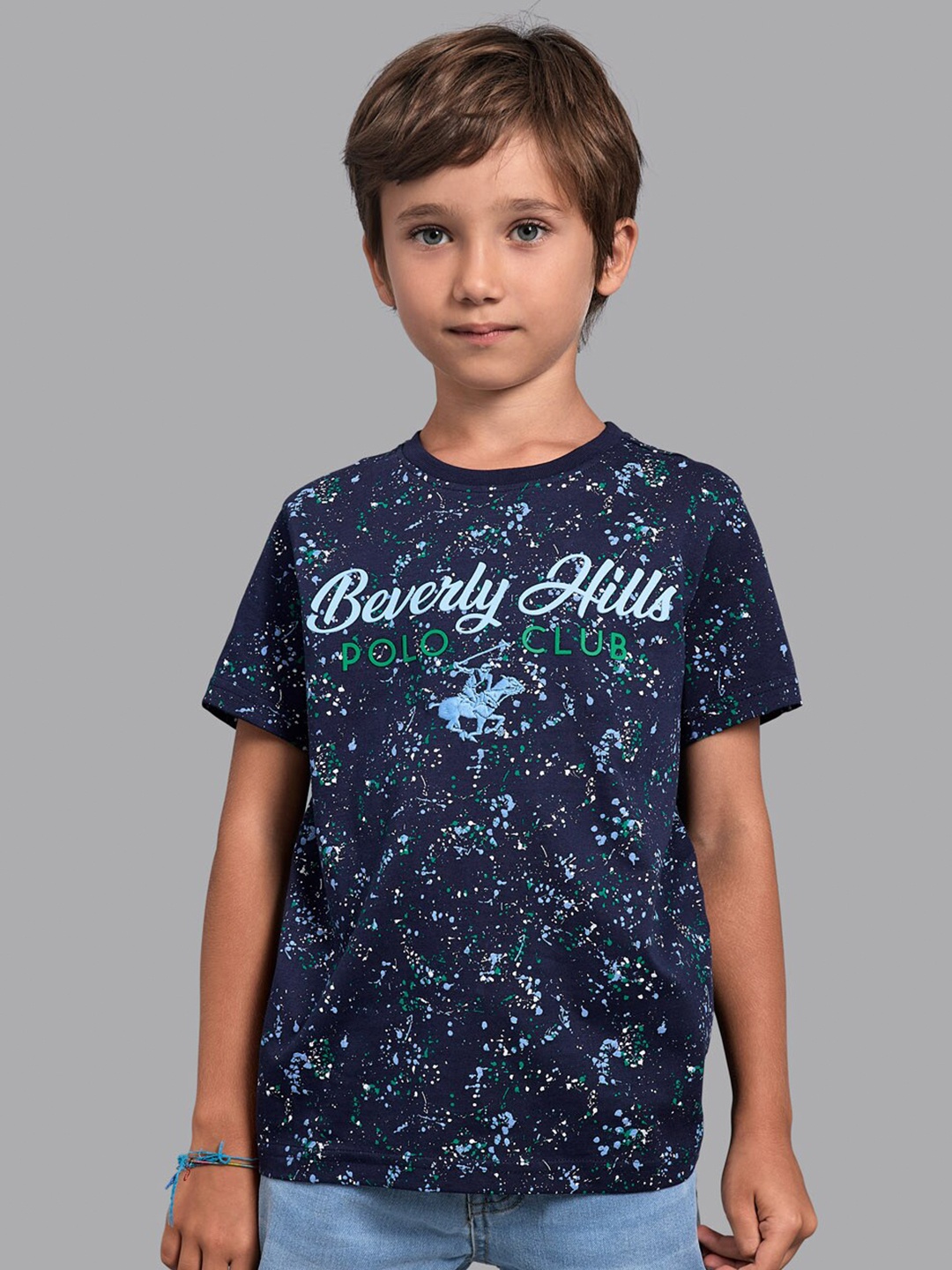 

Beverly Hills Polo Club Boys Navy Blue Printed T-shirt