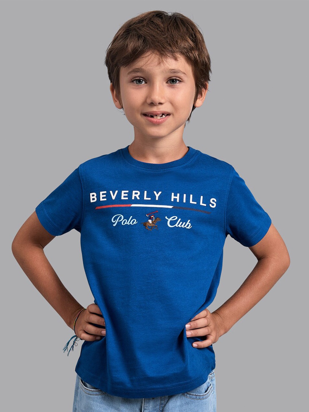

Beverly Hills Polo Club Boys Blue Typography Printed T-shirt