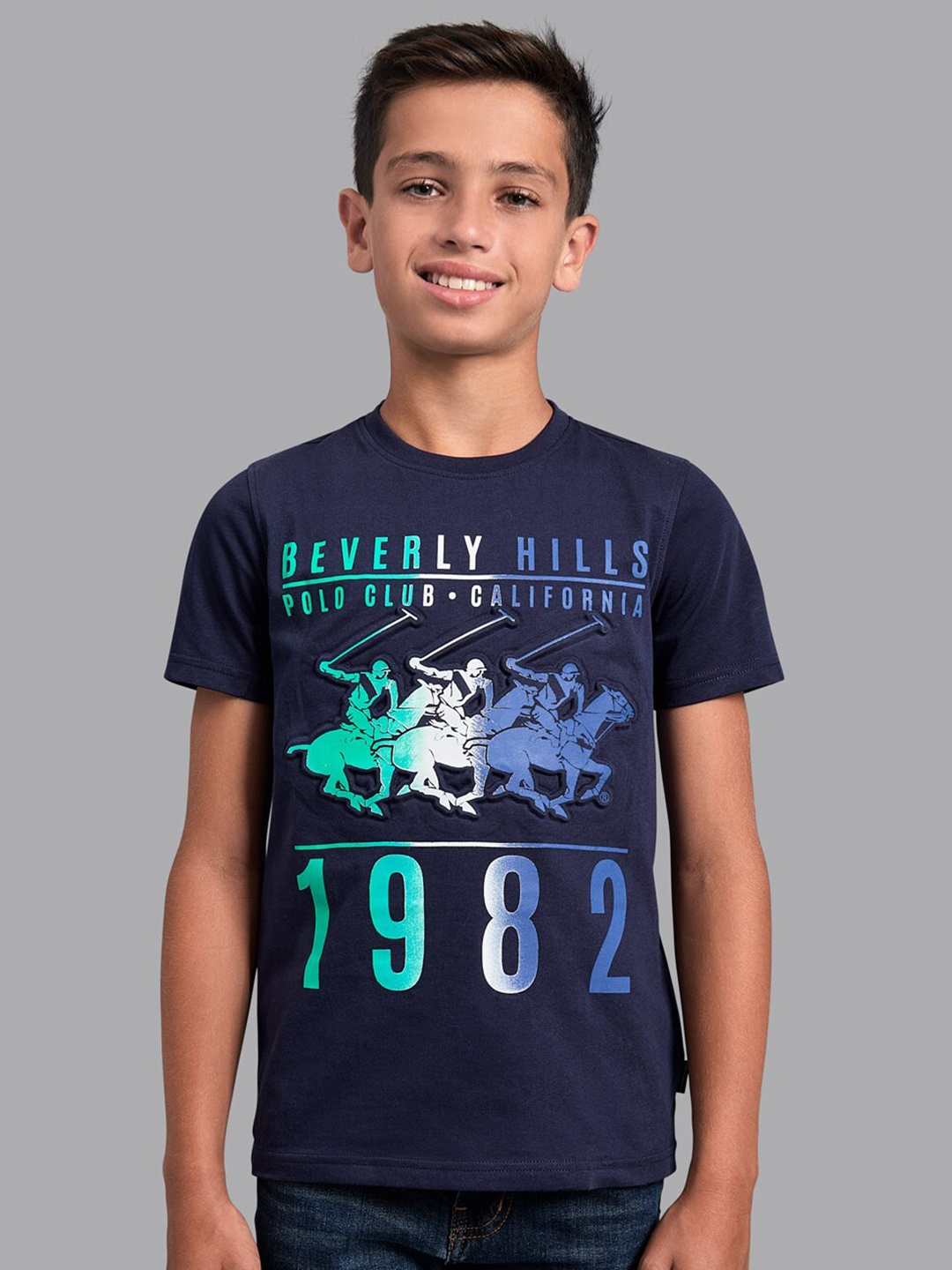 

Beverly Hills Polo Club Boys Navy Blue Printed T-shirt