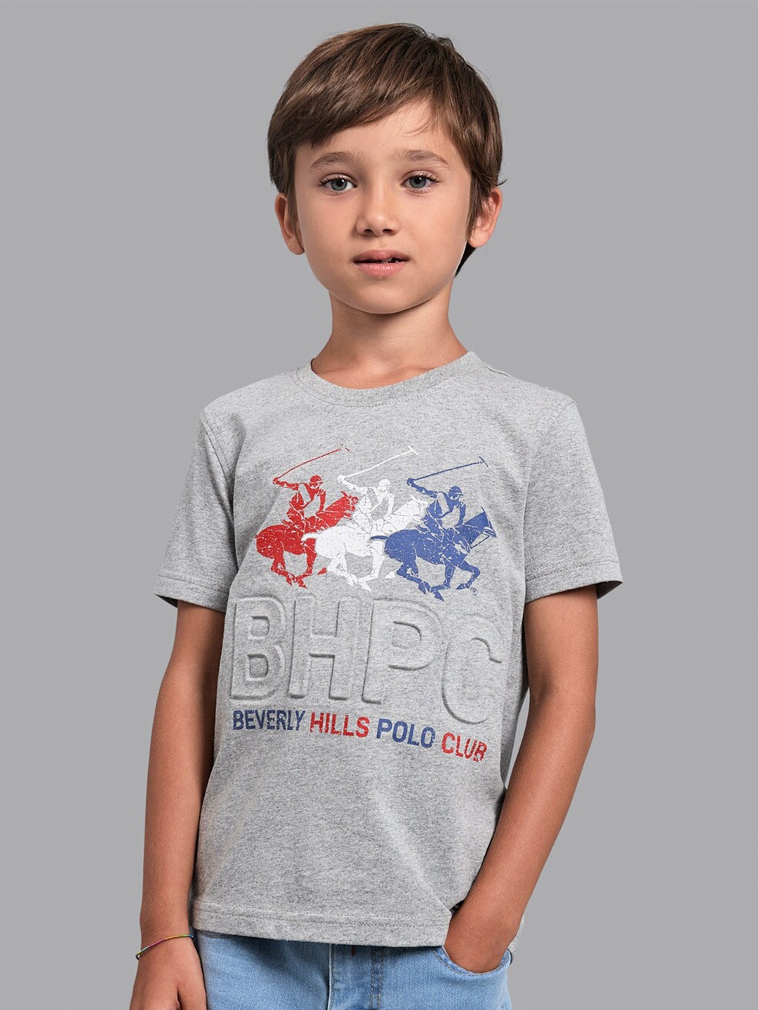 

Beverly Hills Polo Club Boys Grey Applique T-shirt