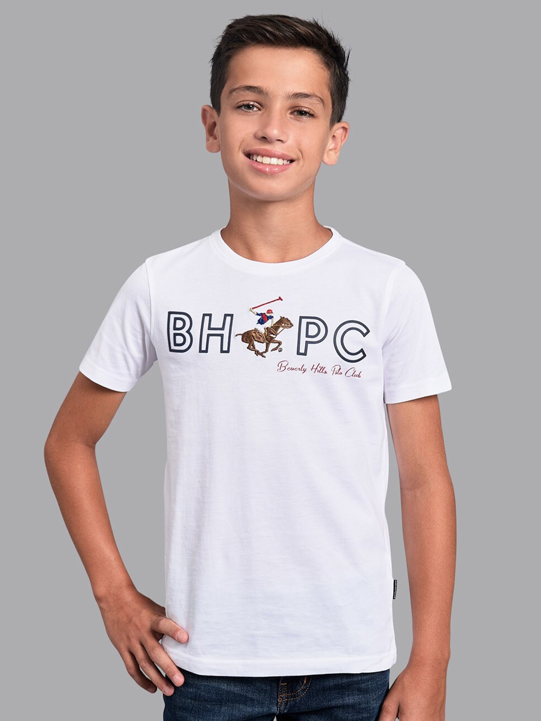 

Beverly Hills Polo Club Boys White Printed T-shirt