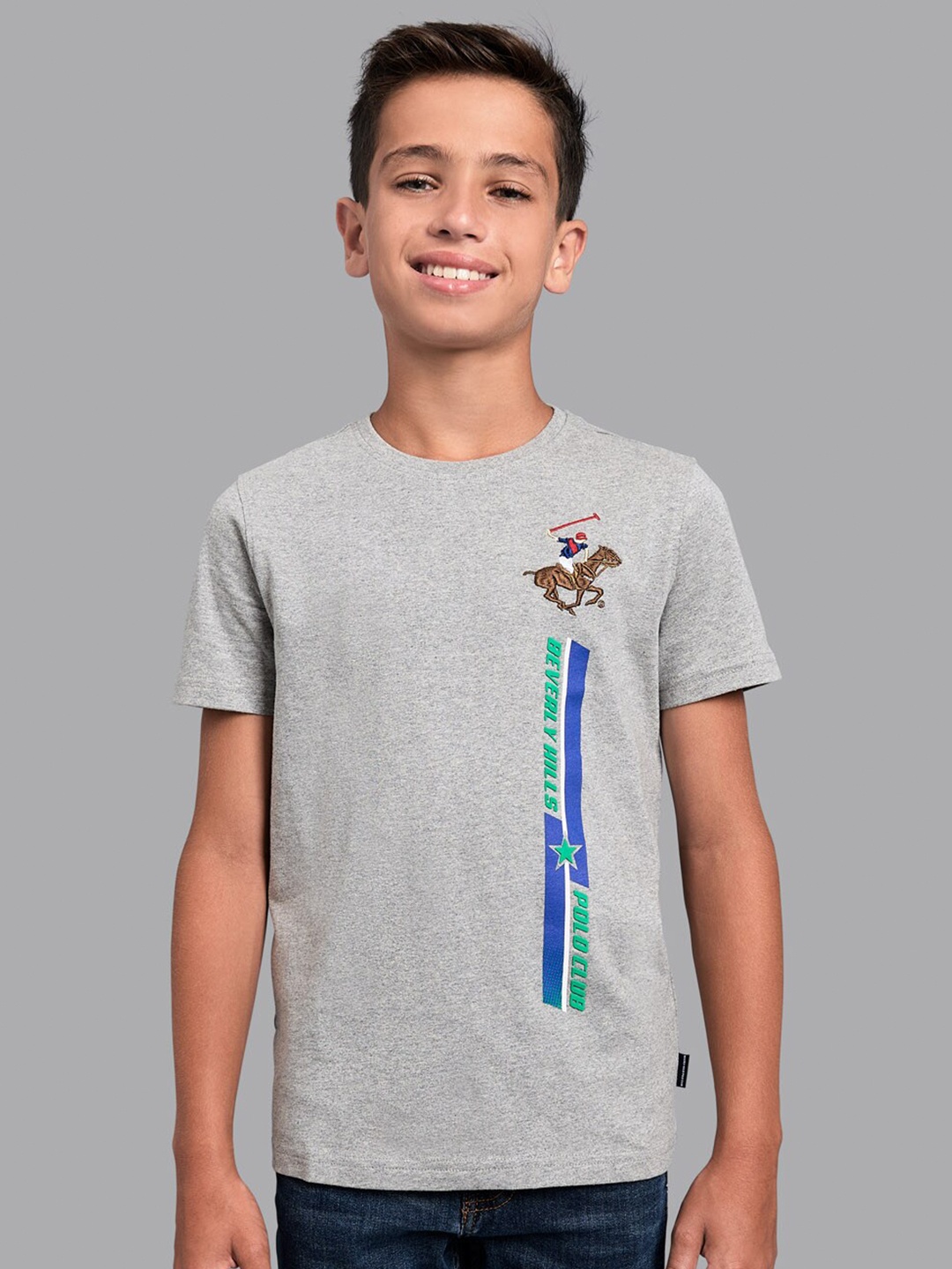 

Beverly Hills Polo Club Boys Grey Applique T-shirt