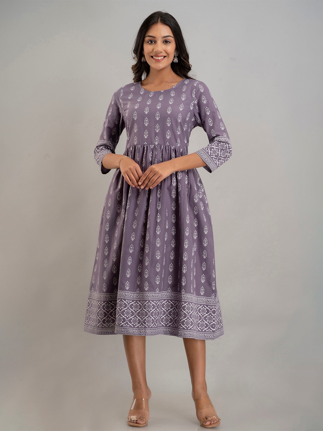 

Sutidora Women Purple Ethnic Motifs Midi Dress