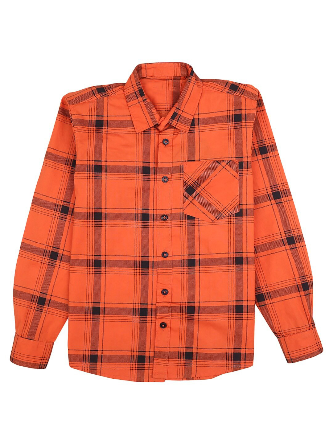 

V-Mart Boys Orange Tartan Checks Checked Casual Shirt