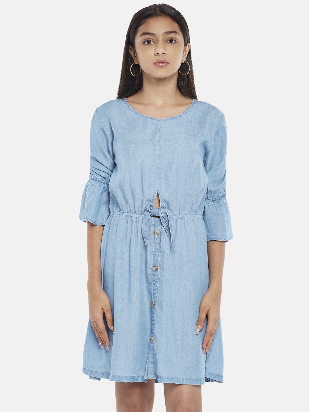 

Coolsters by Pantaloons Blue Fit & Flare Waist Belted Dress
