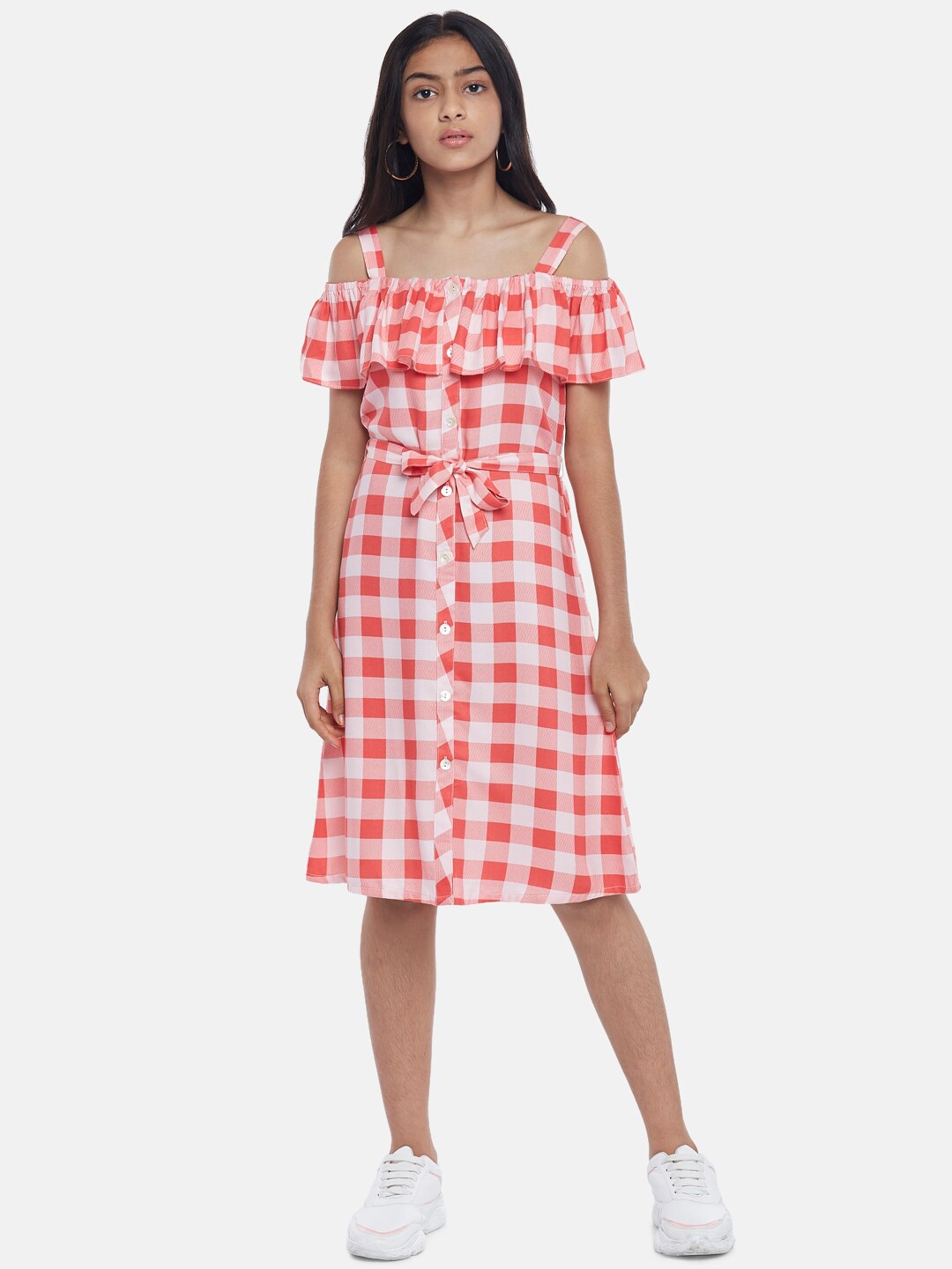 

Coolsters by Pantaloons Pink & White Checked Dress