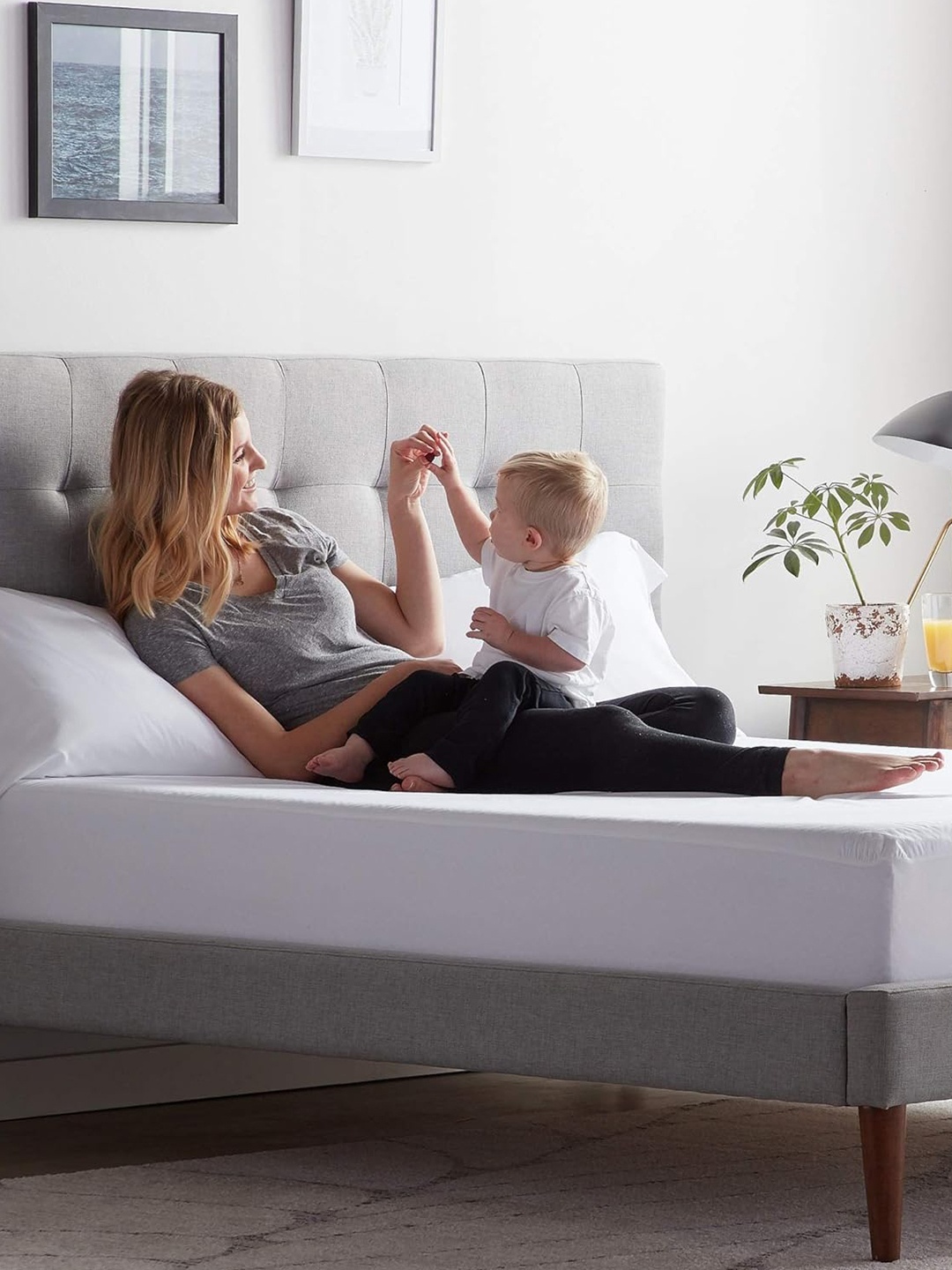 Trance Home Linen White Solid Waterproof Queen Size Mattress Protector