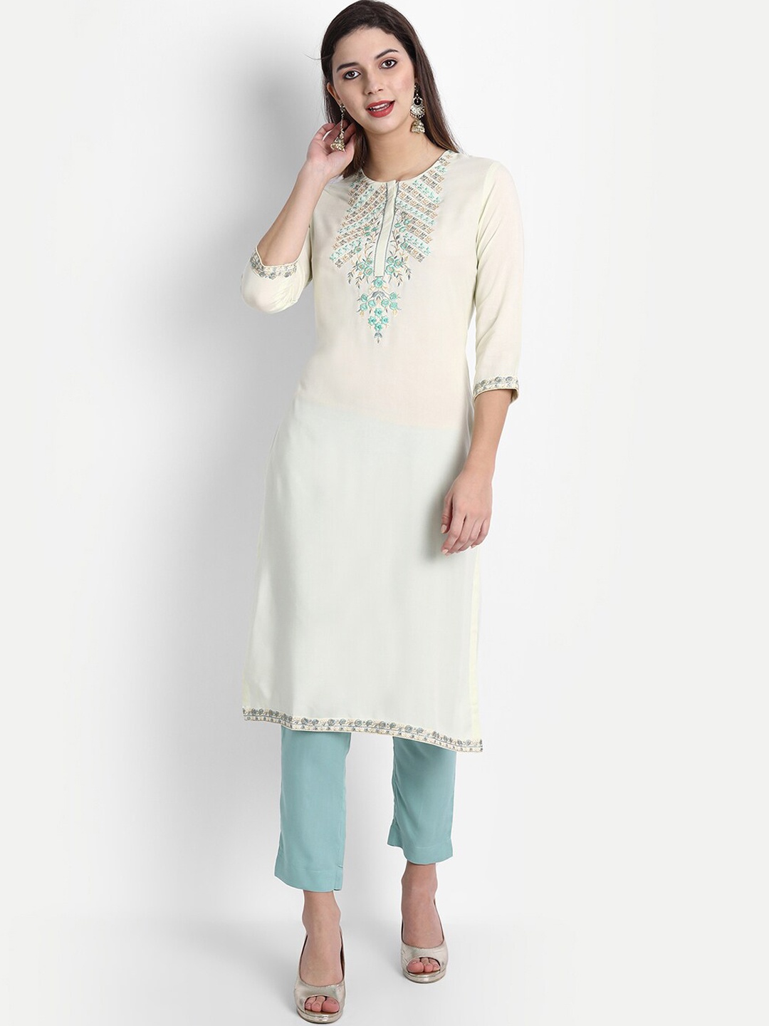 

SHEREEN Women White Thread Work Kurta