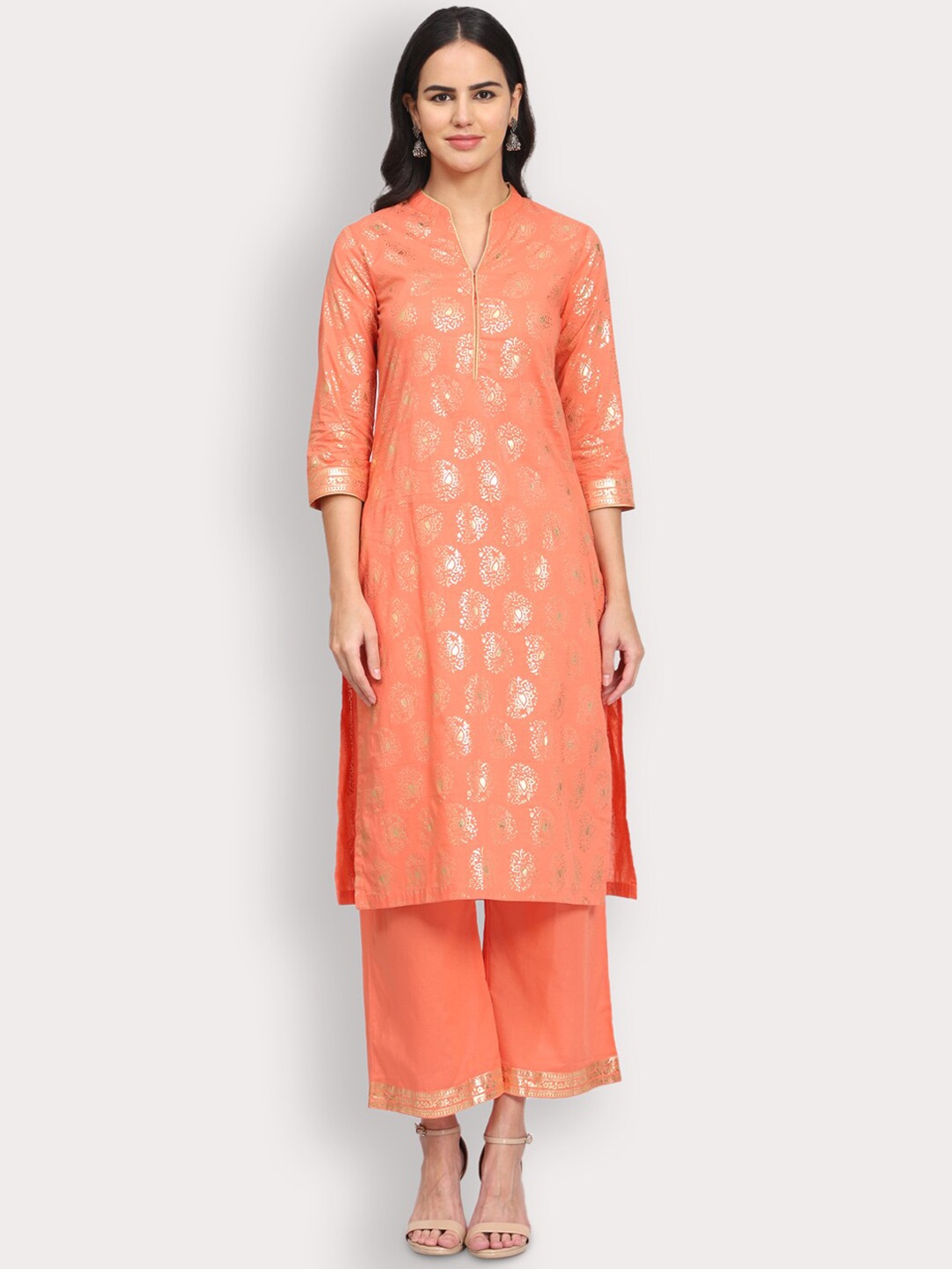 

SHEREEN Women Orange Ethnic Motifs Printed Kurta