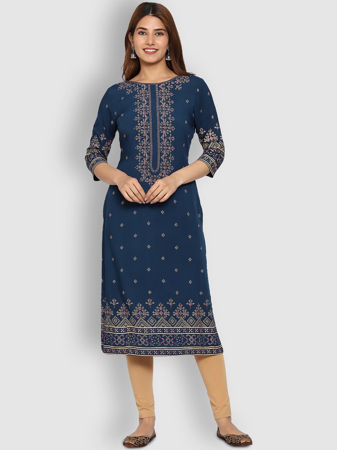 

SHEREEN Women Teal Geometric Printed Kurta