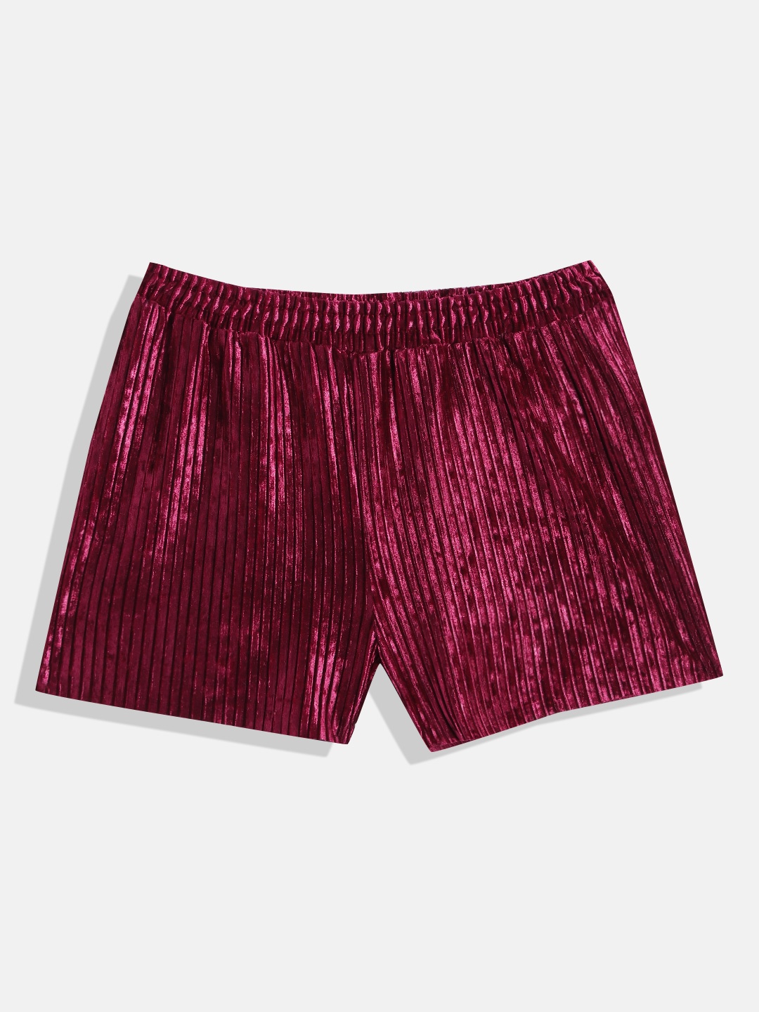 

Koton Girls Self-Striped Shorts, Burgundy