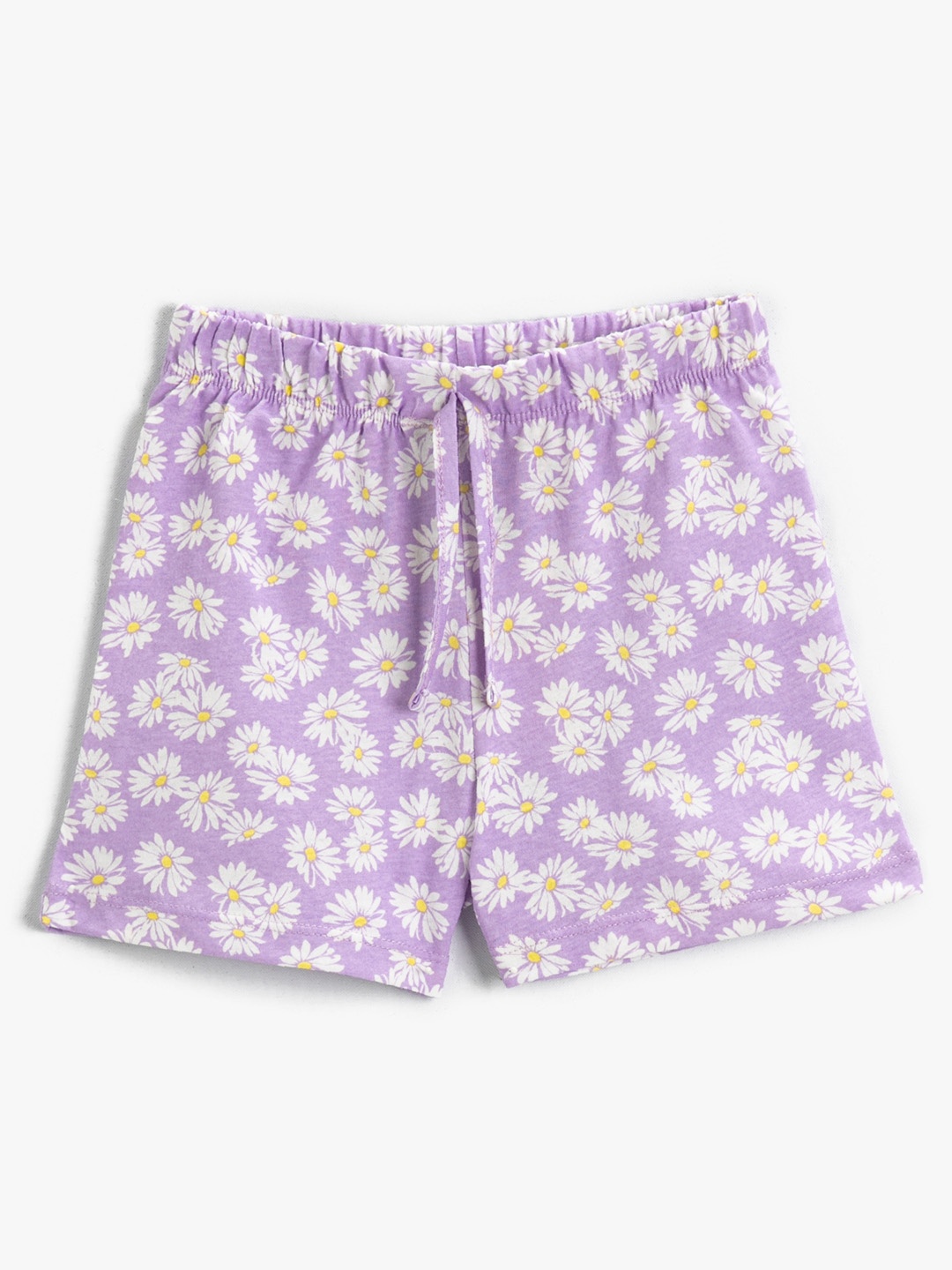 

Koton Girls Lavender & White Pure Cotton Floral Printed Shorts